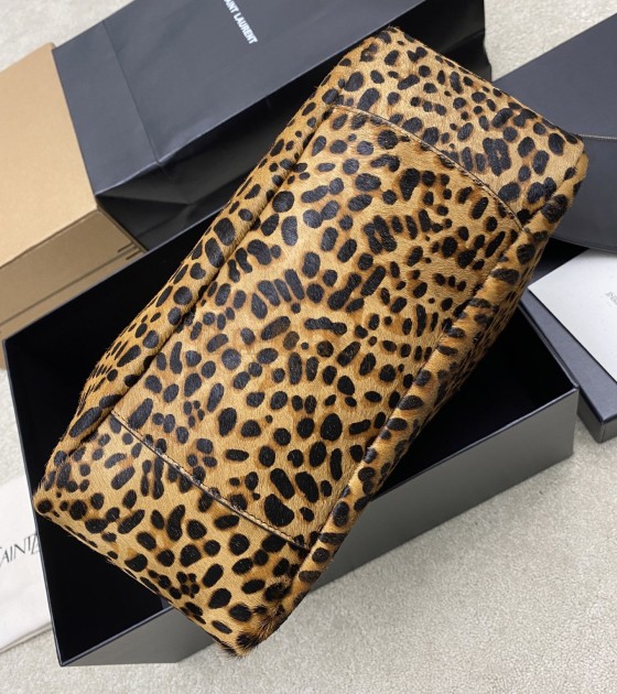 Sa1nt Lau*nt Y51 Jamie Hobo Bag Cow Hair & Lambskin with Leopard Print Size 30×31×13cm Master Quality