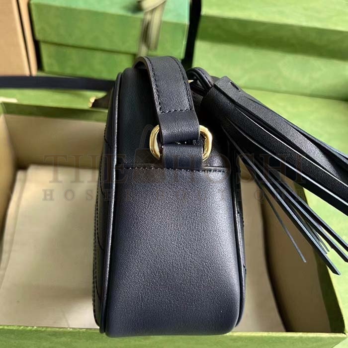 Gvc*1 Women GG Blondie Small Shoulder Bag Blue Navy Leather Round Interlocking G Master Quality