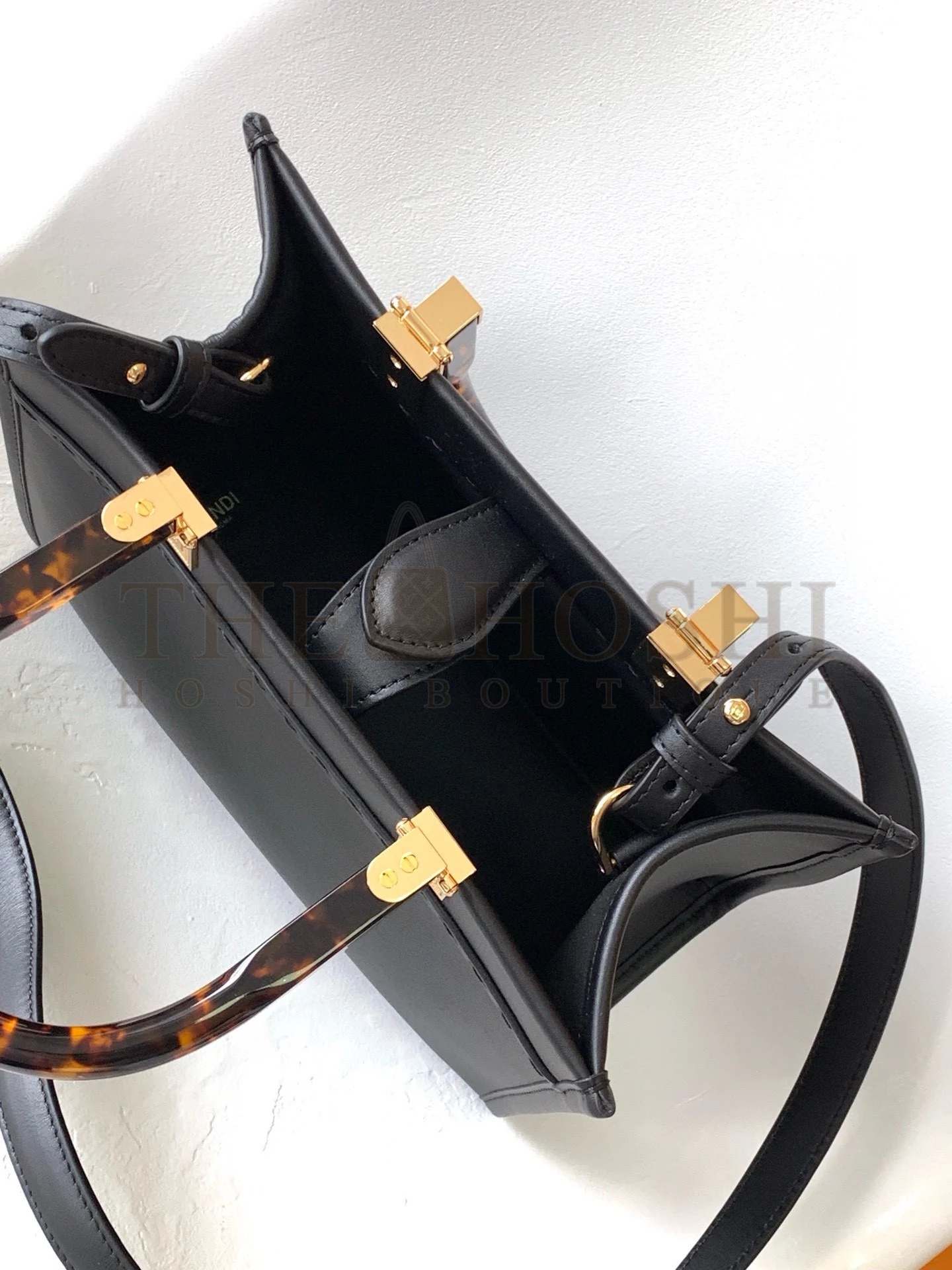 F**di Sunshine Small Tote Bag In Black Calfskin Master Quality