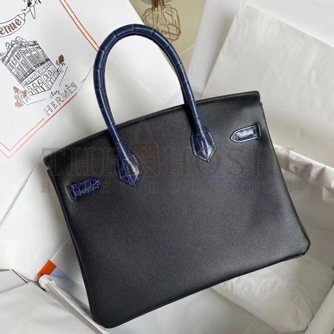 H**me5 Noir Touch Birkin 30cm Bag Shiny Niloticus Crocodile Skin Master Quality