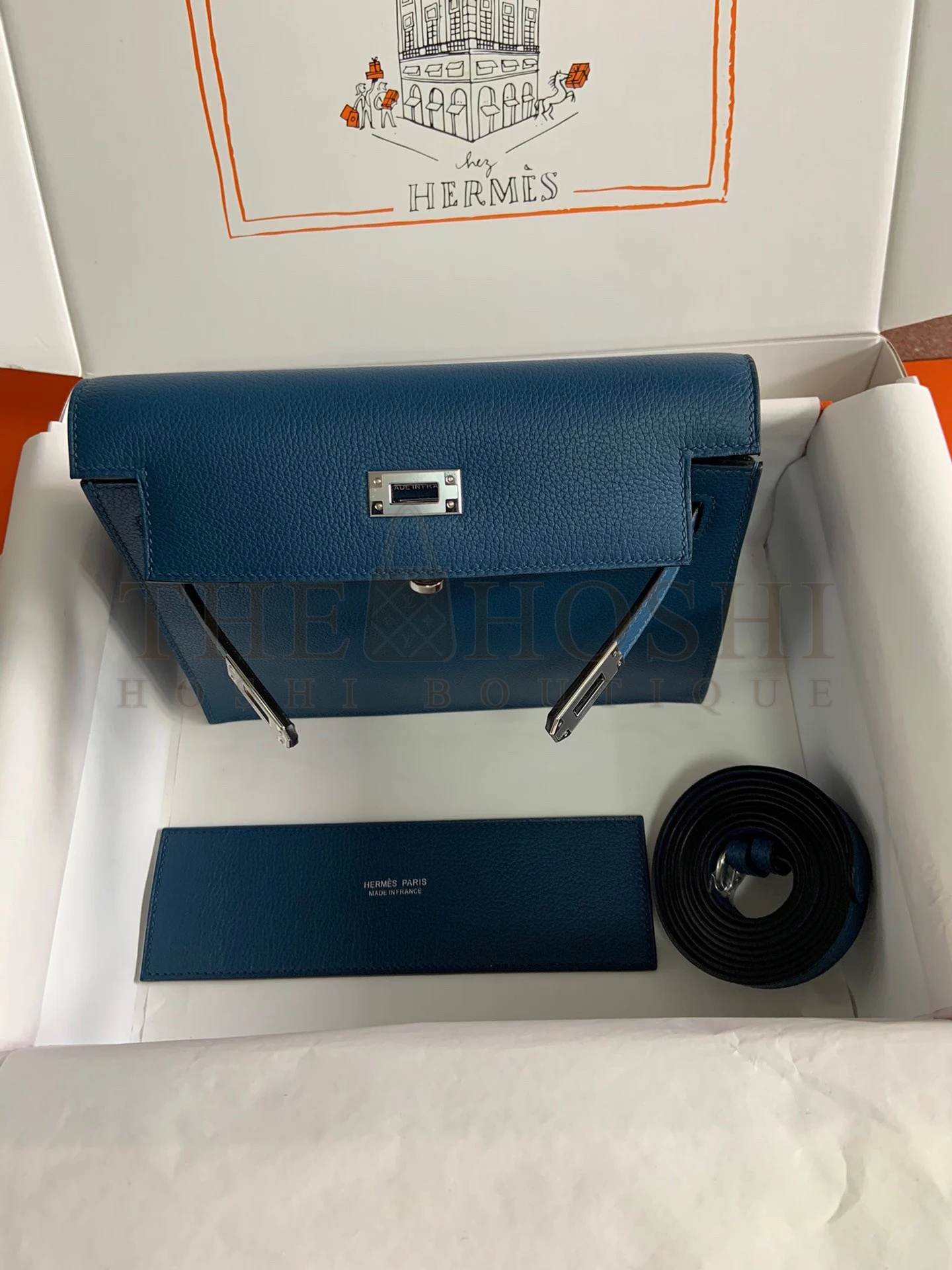 H**me5 Kelly Danse II Handmade Bag In Deep Blue Evercolor Calfskin Master Quality