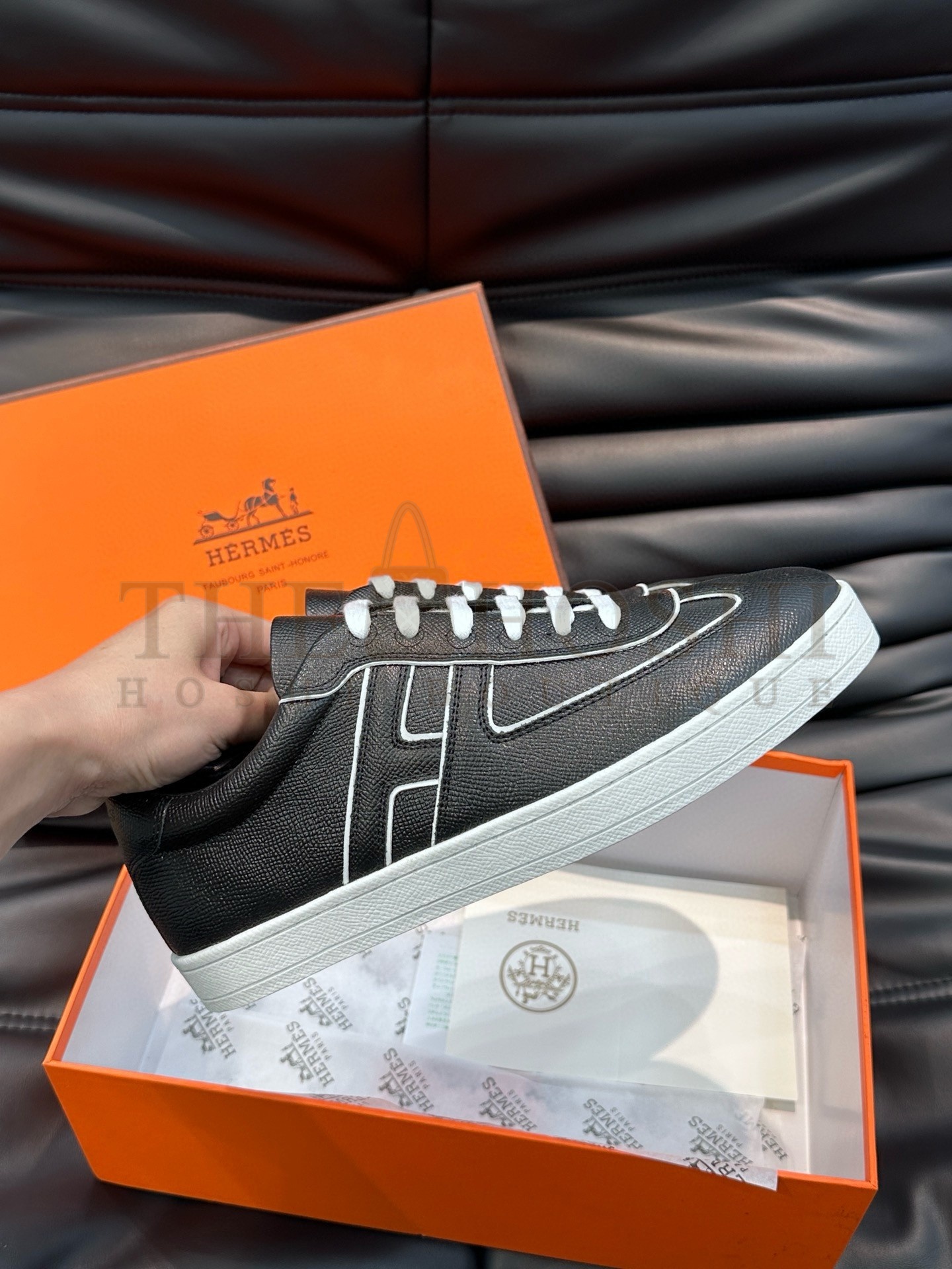 H**me5 Boomerang Sneakers In Noir Epsom Calfskin Master Quality