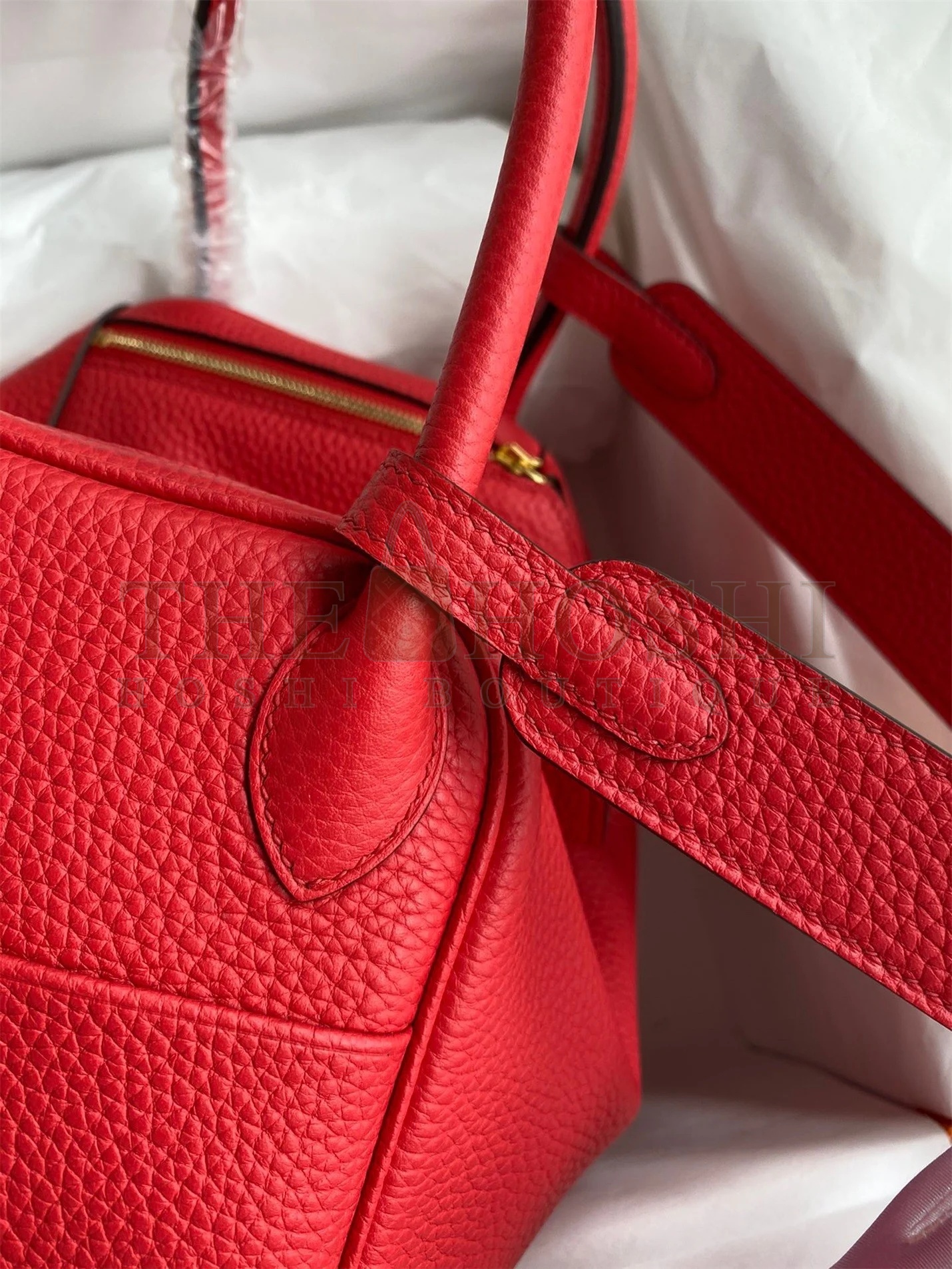 H**me5 Lindy 26 Handmade Bag In Red Clemence Leather Master Quality