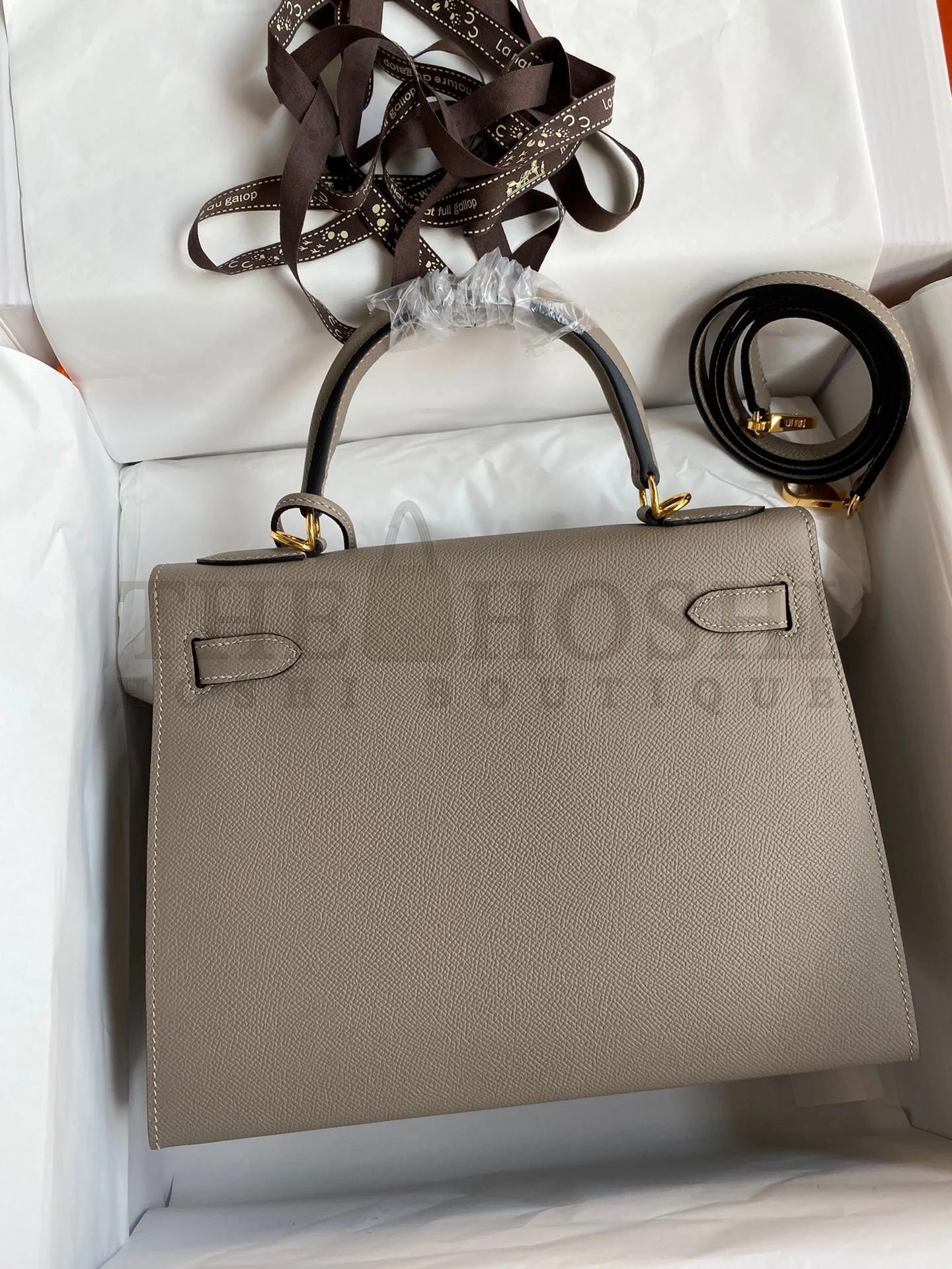 H**me5 Kelly Sellier 32 Handmade Bag Gris Asphalt Black Epsom Calfskin Master Quality