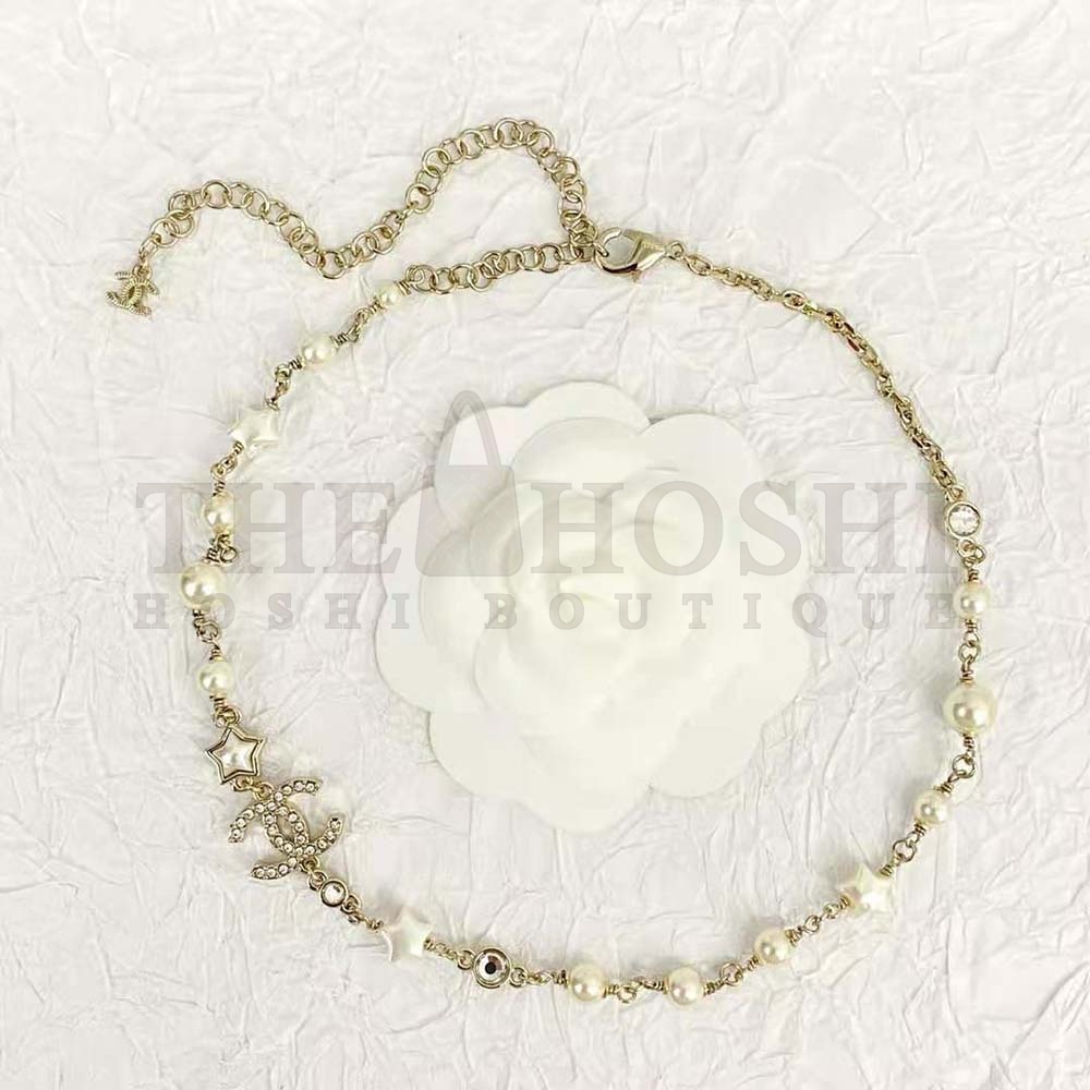 Ch**el Women Necklace in Metal Resin Glass Pearls and Strass Master Quality