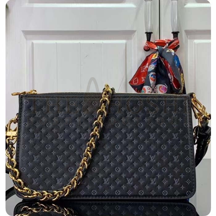 L0vis Vvtt0n LV Women Lexington Pouch Black Monogram-Embossed Calf Leather Master Quality