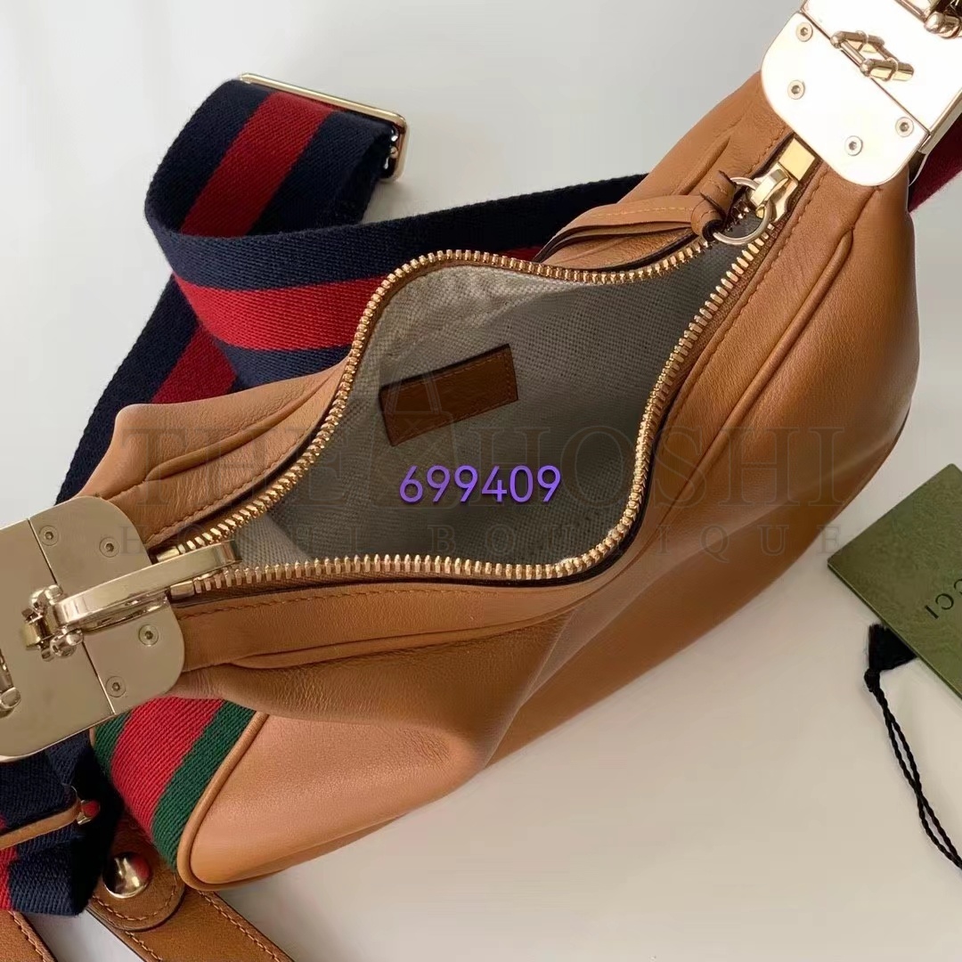 Gvc*1 Women Attache Small Shoulder Bag Oatmeal Leather Orange Black Web Master Quality