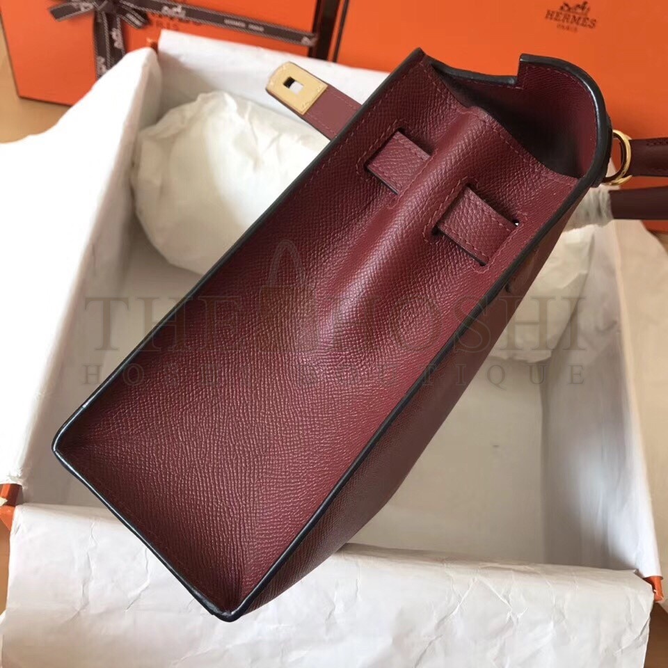 H**me5 Bordeaux Epsom Kelly 28cm Handmade Bag Master Quality