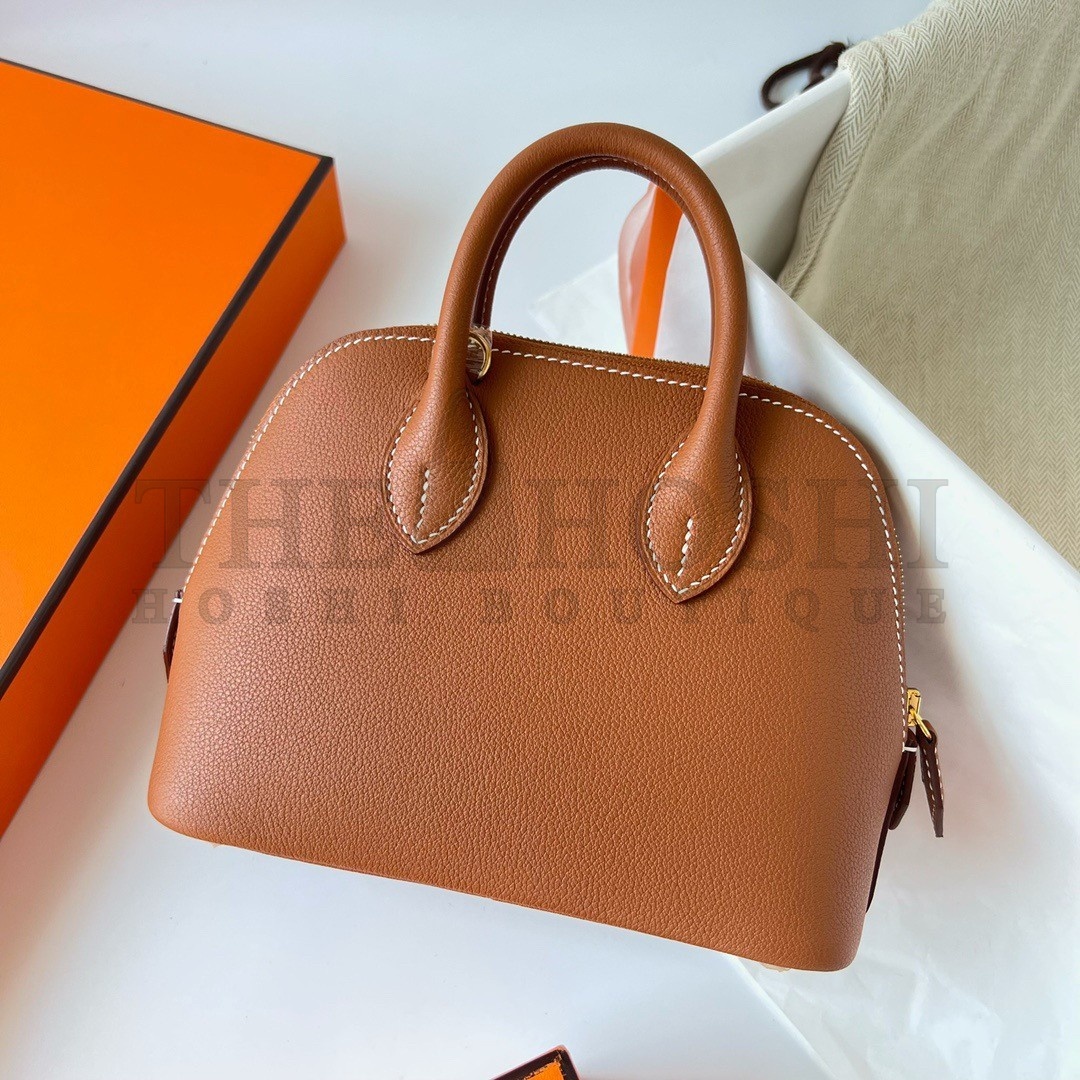 H**me5 Bolide 1923 Mini Handmade Bag In Gold Evercolor Calfskin Master Quality