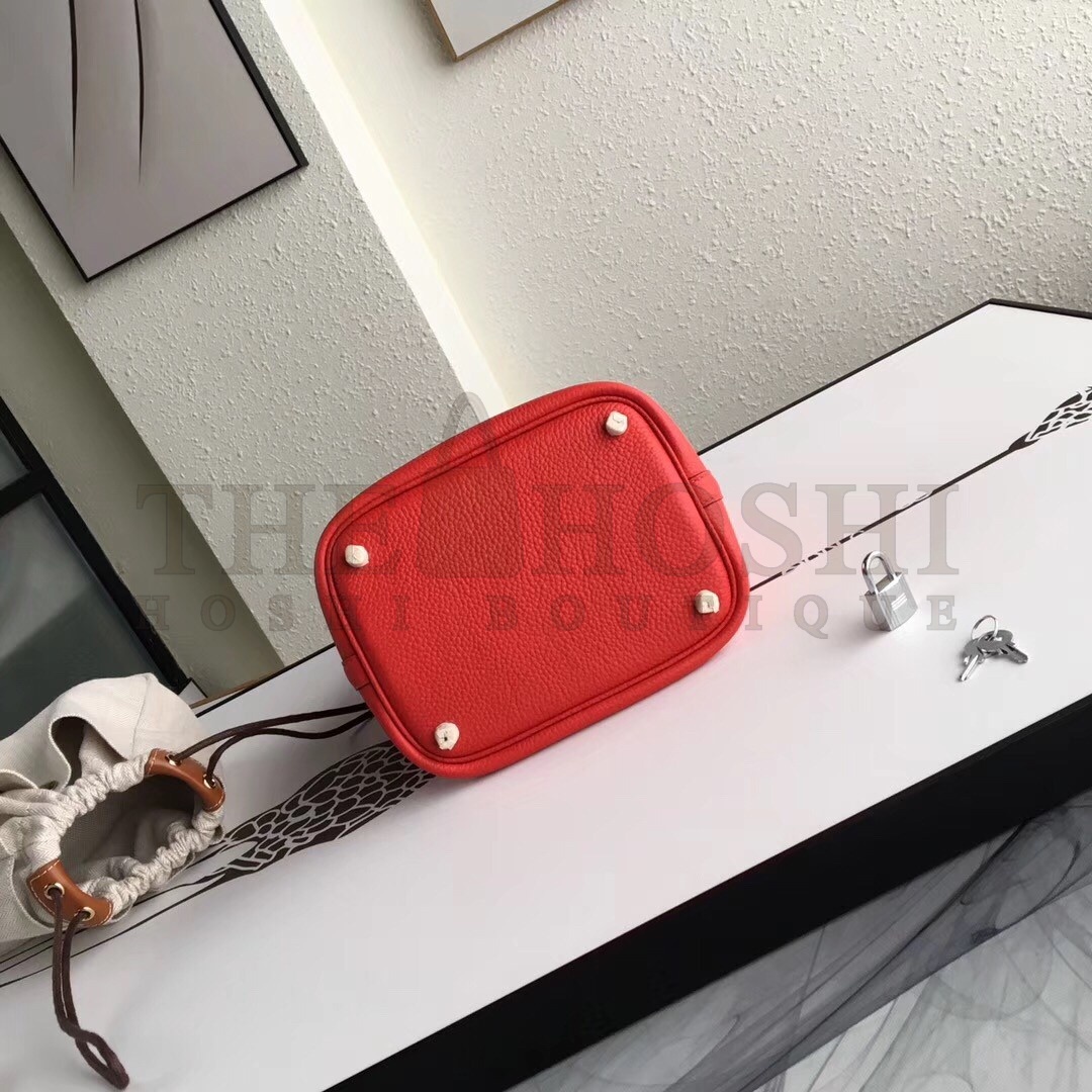 H**me5 Red Picotin Lock 18cm Bag With Braided Handles Master Quality