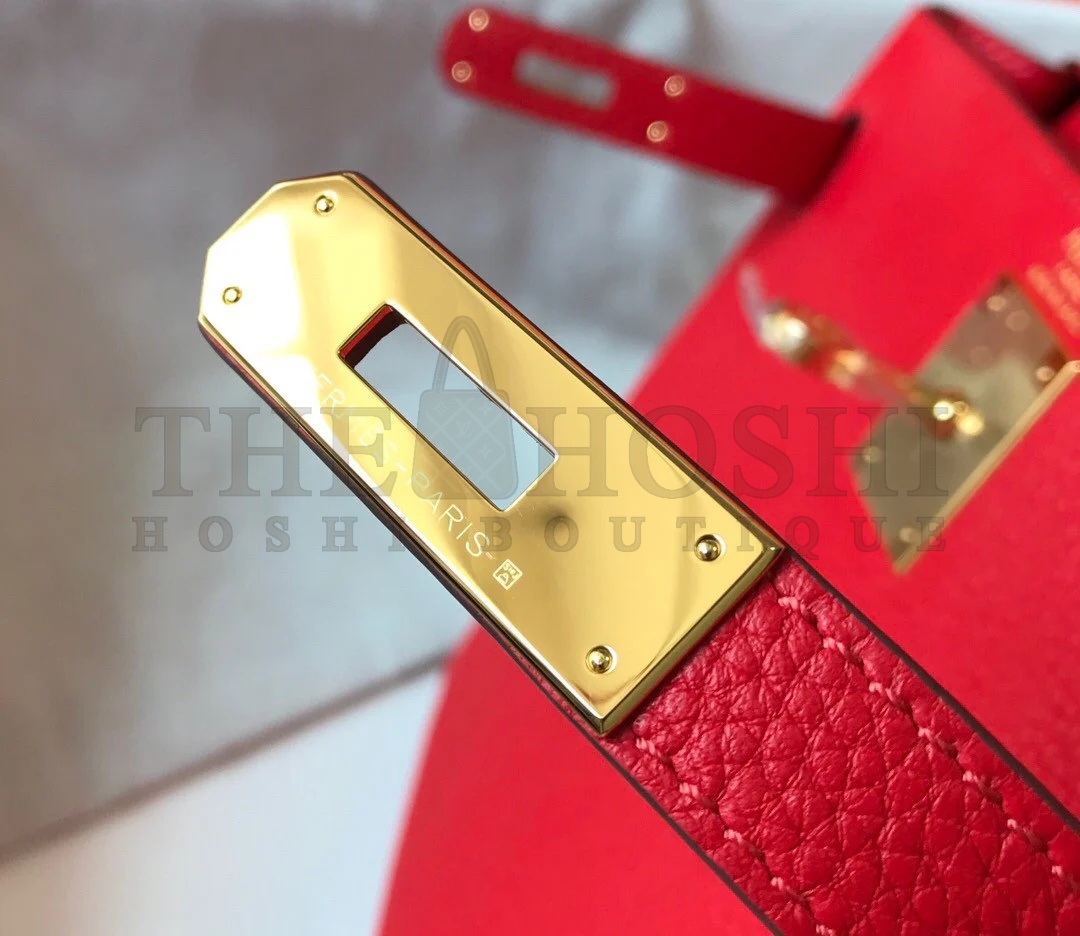 H**me5 Kelly 32cm Retourne Bag in Red Clemence Leather GHW Master Quality