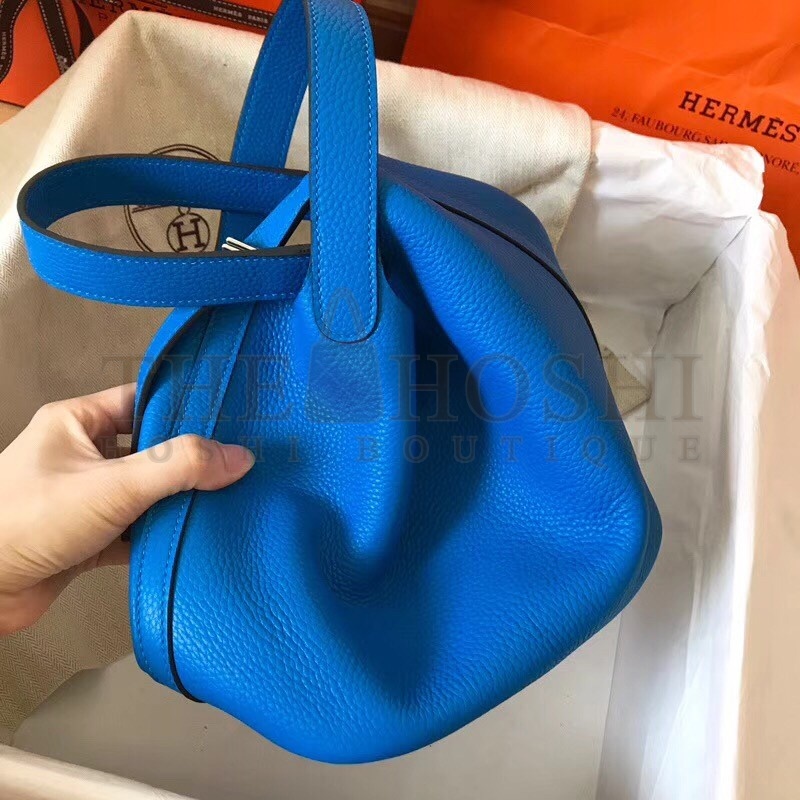 H**me5 Blue Hydra Picotin Lock MM 22cm Handmade Bag Master Quality