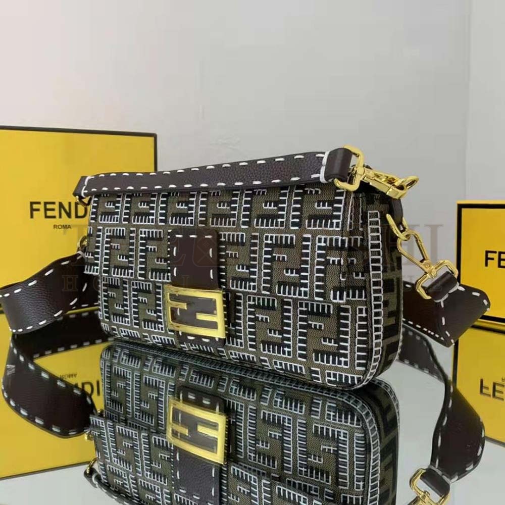 F**di Women Baguette Embroidered FF Fabric Bag Master Quality