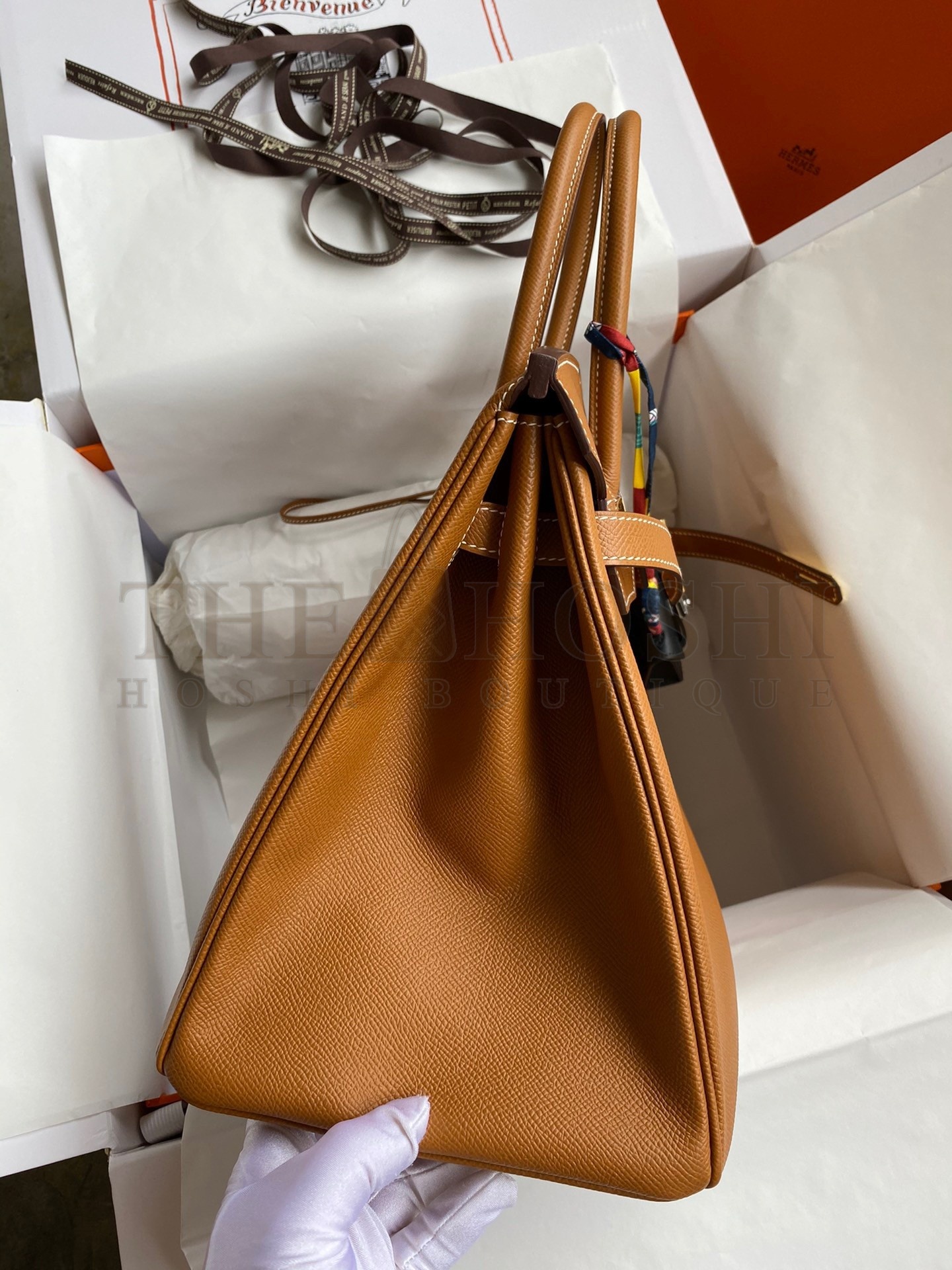 H**me5 Birkin 35 Retourne Handmade Bag In Gold Epsom Calfskin Master Quality