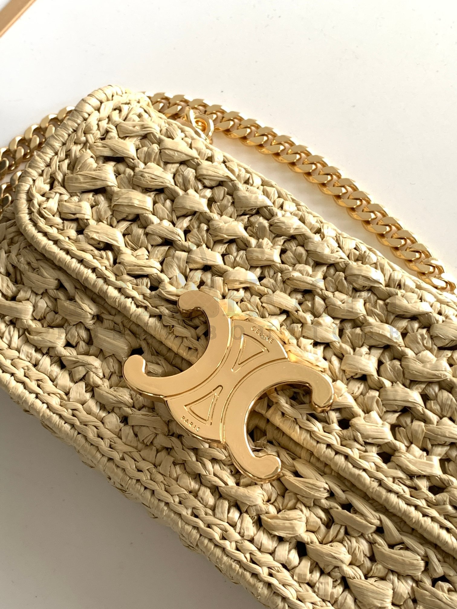 Ce1i*e Raffia Mini Trimophe bag 20.5 X 10.5 X 4 cm Master Quality