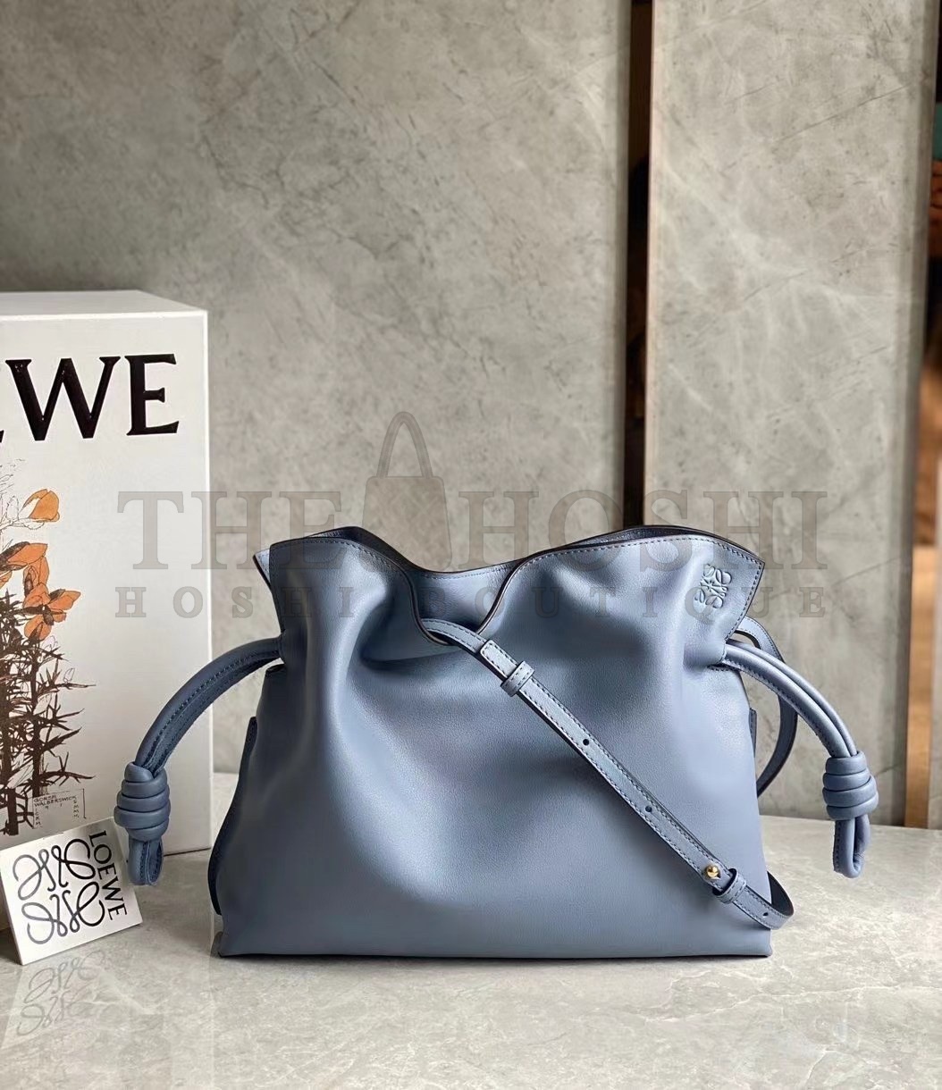 L0ew* Flamenco Clutch In Atlantic Blue Nappa Leather Master Quality