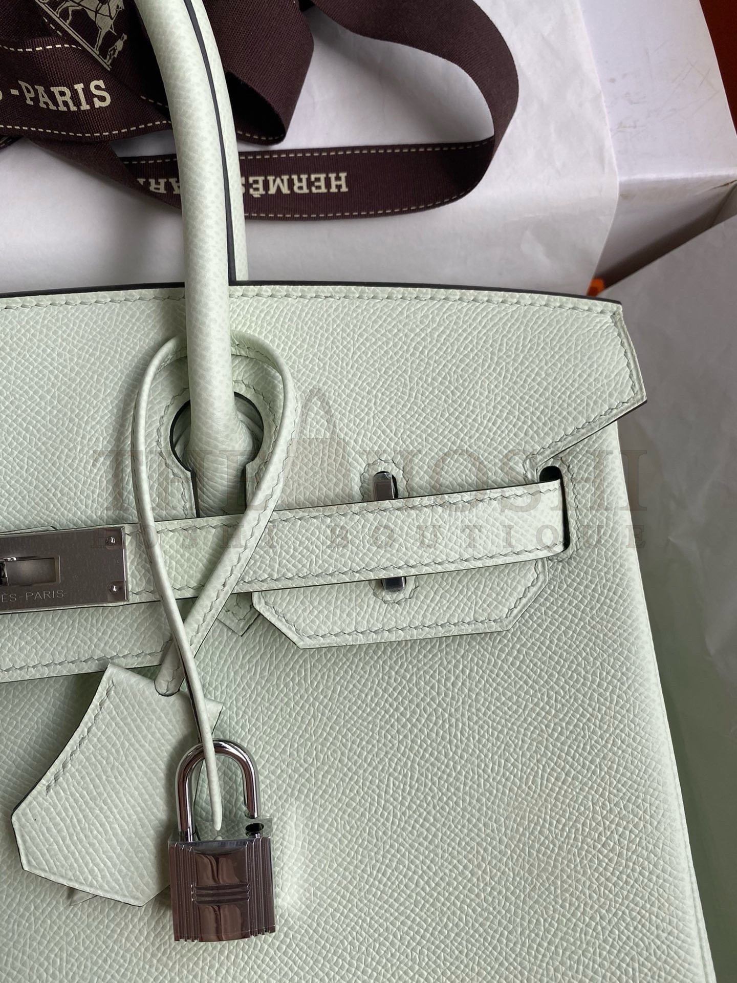 H**me5 Birkin 30 Retourne Handmade Bag In Vert Fizz Epsom Calfskin Master Quality