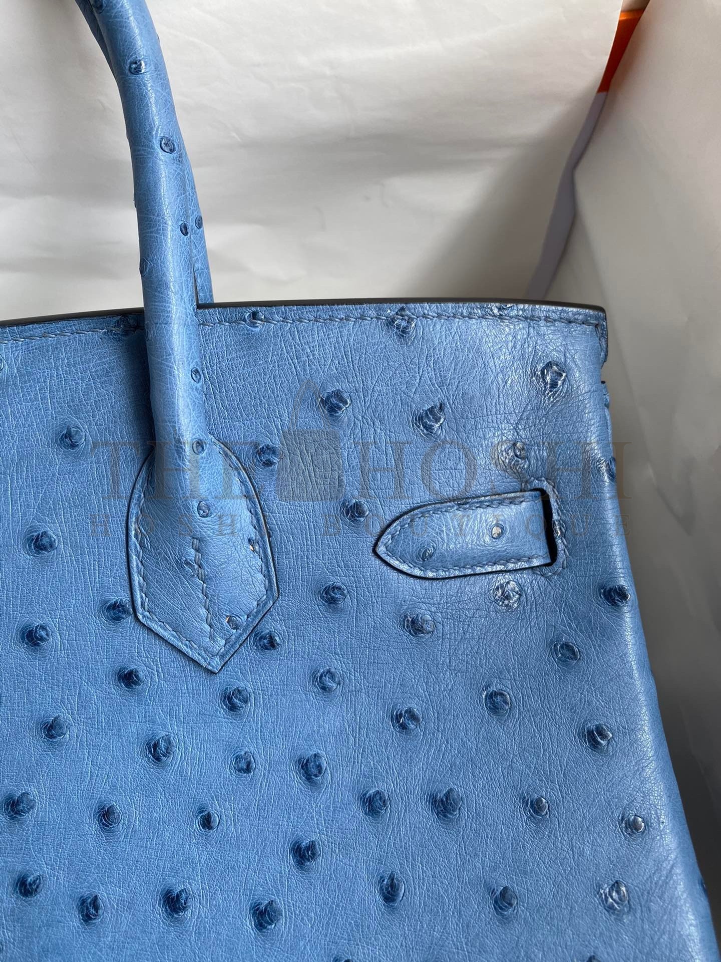 H**me5 Birkin 30 Retourne Handmade Bag In Mykonos Ostrich Leather Master Quality
