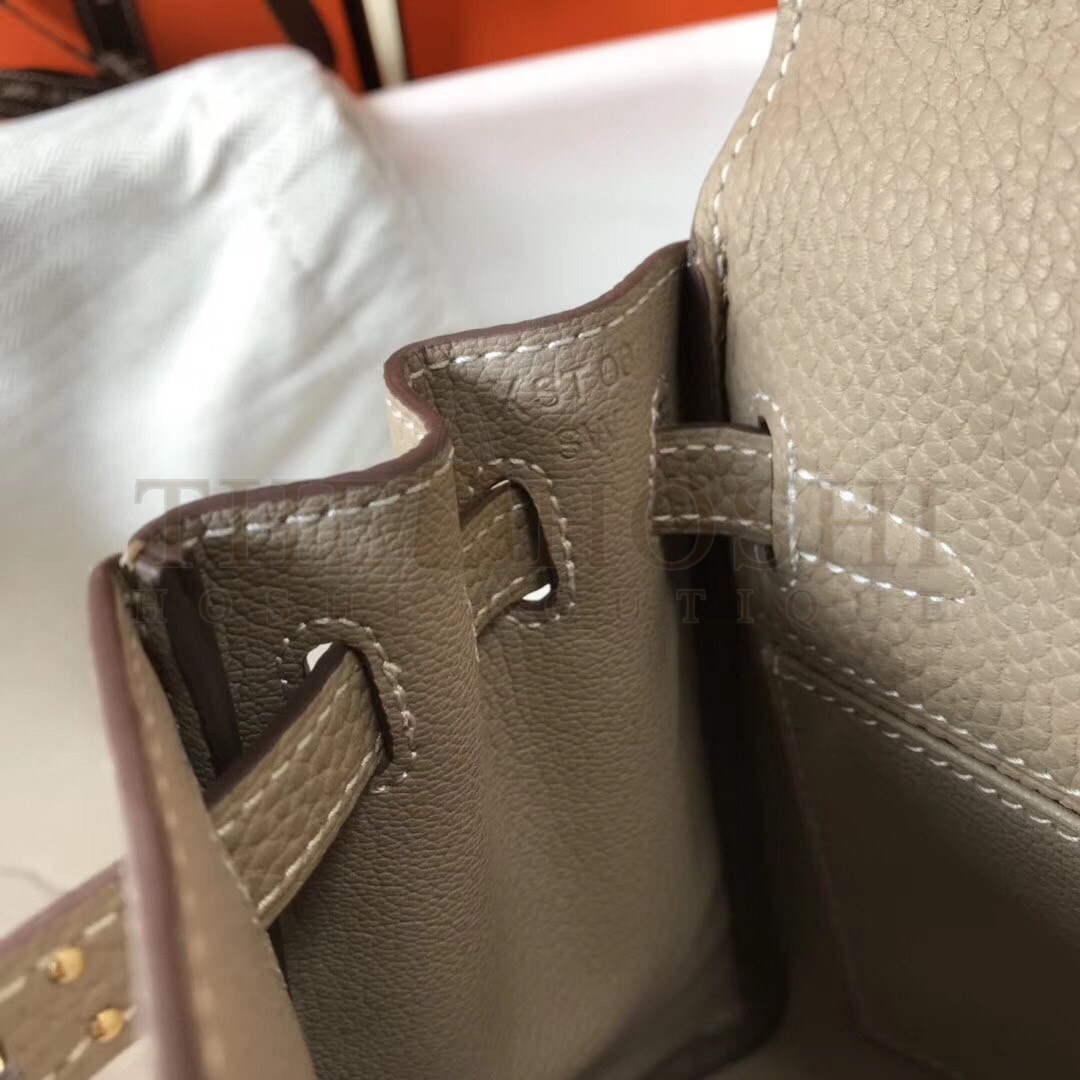 H**me5 Mini Kelly 20cm Bag In Grey Clemence Leather Master Quality