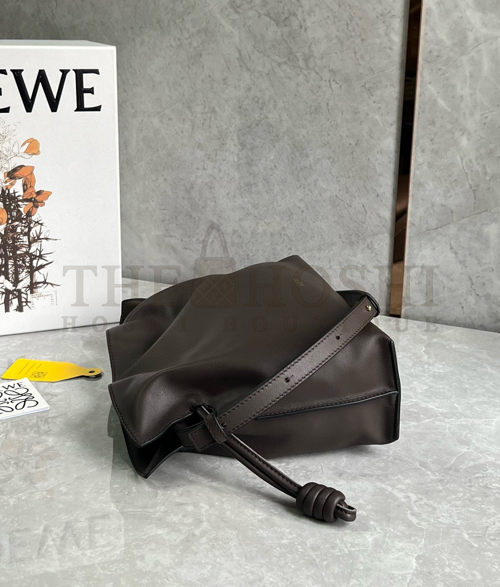 L0ew* Flamenco Clutch Bag in Chocolate Nappa Calfskin Master Quality