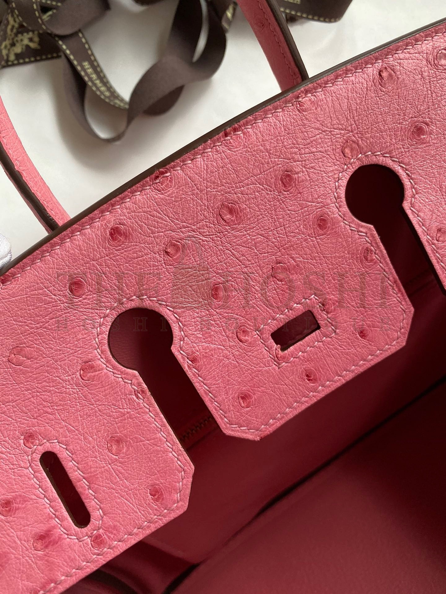H**me5 Birkin 25 Retourne Handmade Bag In Pink Ostrich Leather Master Quality