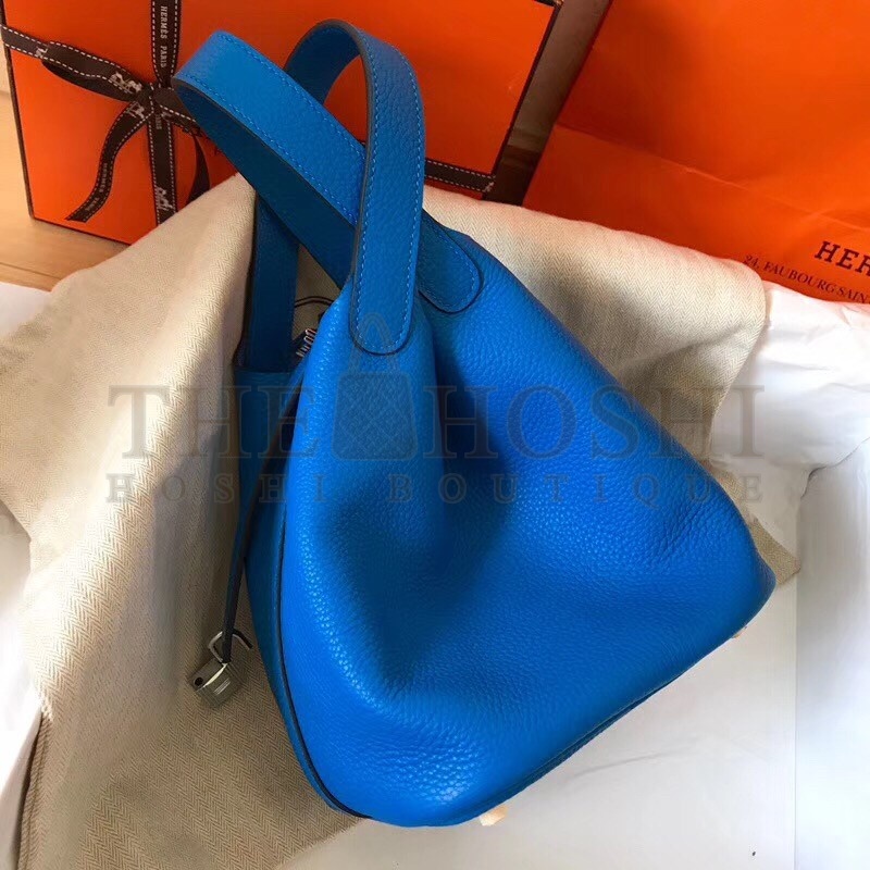 H**me5 Blue Hydra Picotin Lock MM 22cm Handmade Bag Master Quality