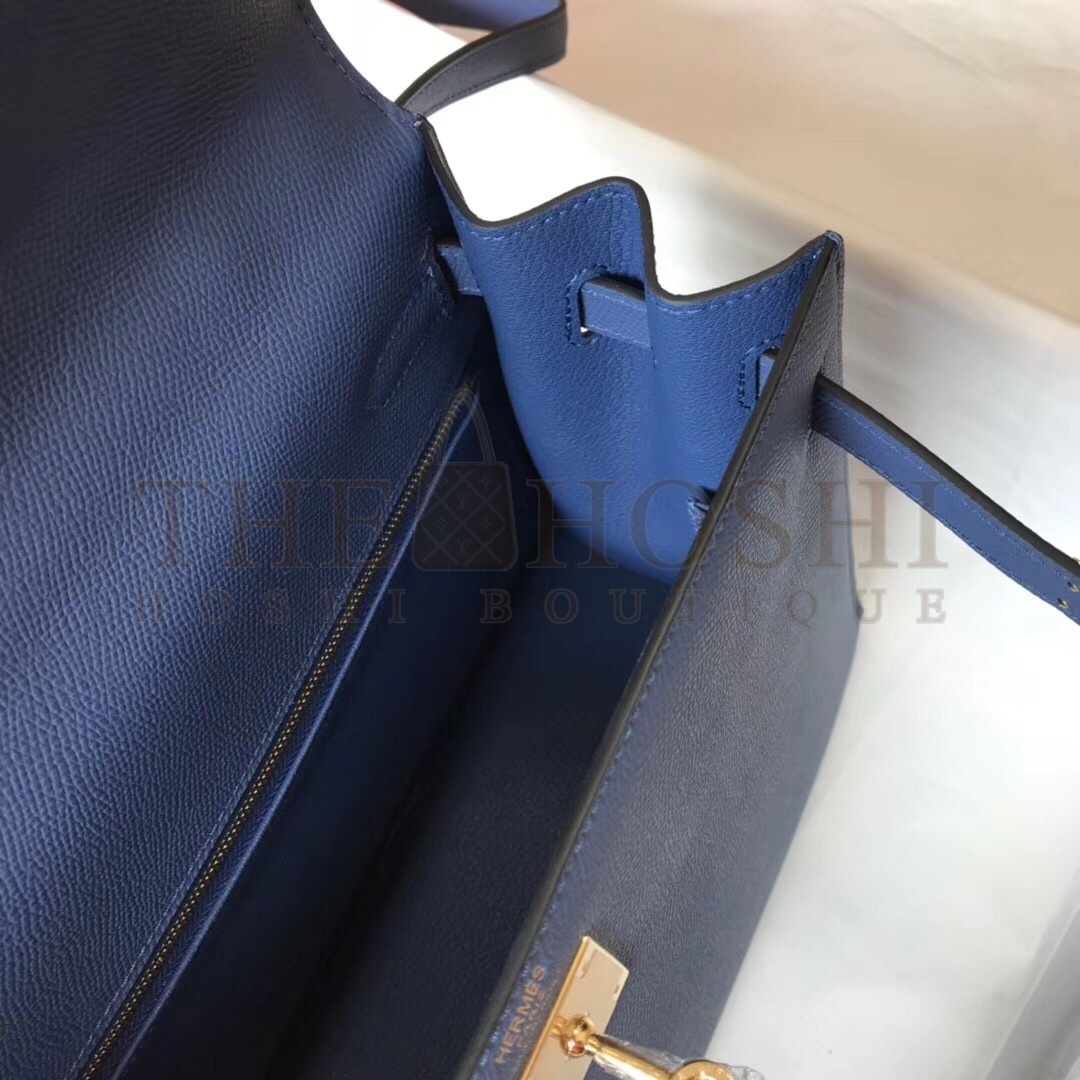 H**me5 Kelly 28cm Sellier Bag In Blue Agate Epsom Leather Master Quality