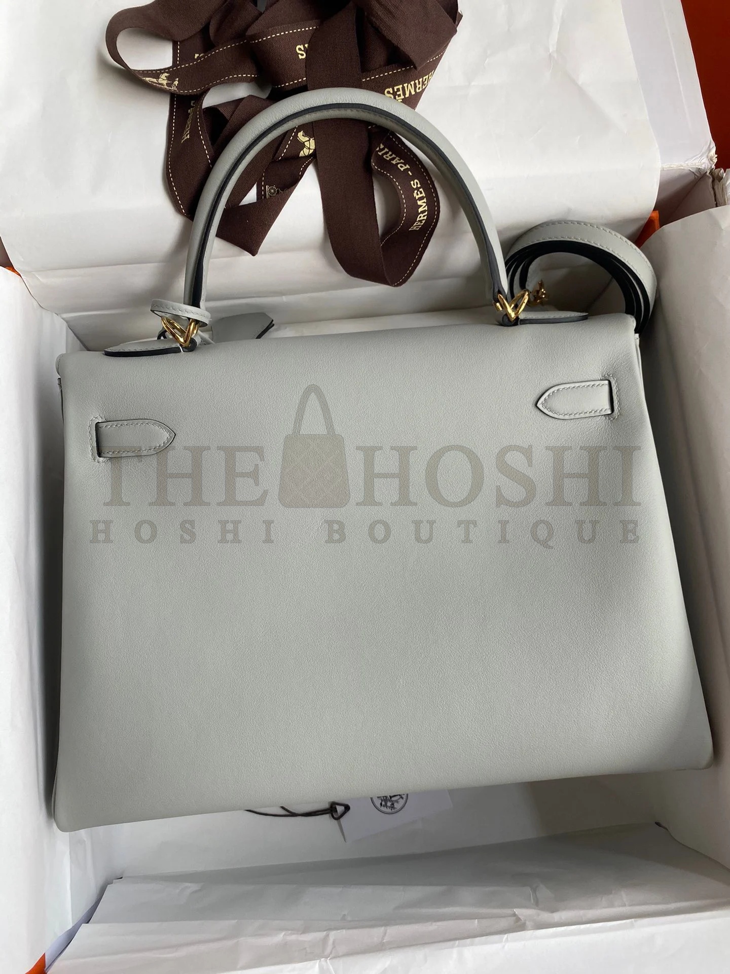 H**me5 Kelly Retourne 32cm Handmade Bag In Blue Glacier Swift Calfskin Master Quality