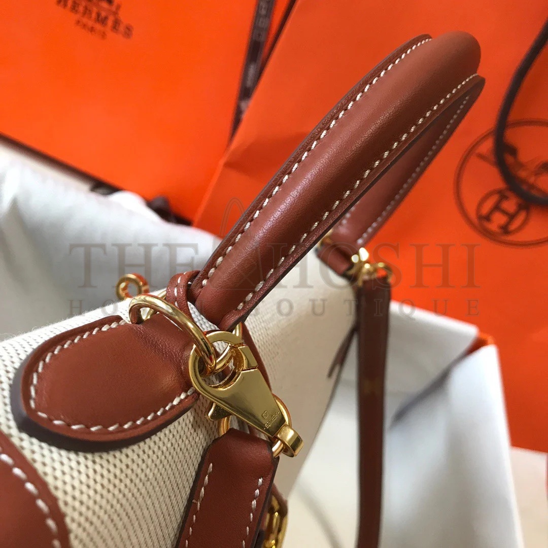 H**me5 Kelly 32cm Bag In Canvas With Barenia Leather Master Quality