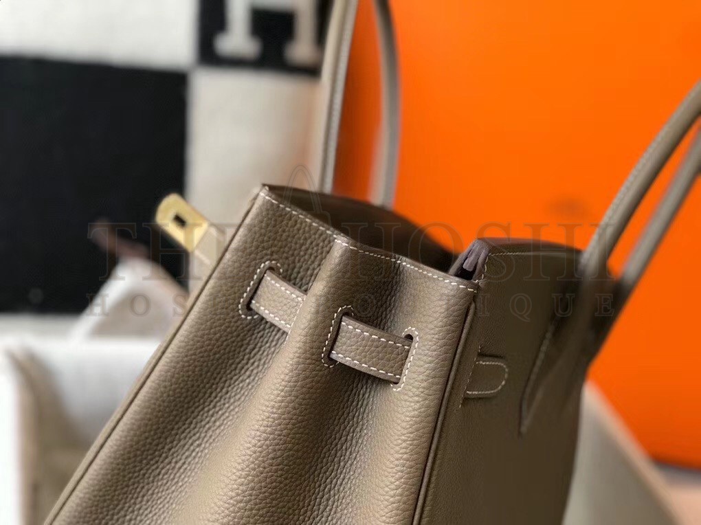 H**me5 Birkin 30 Bag in Taupe Grey Clemence Leather with GHW Master Quality