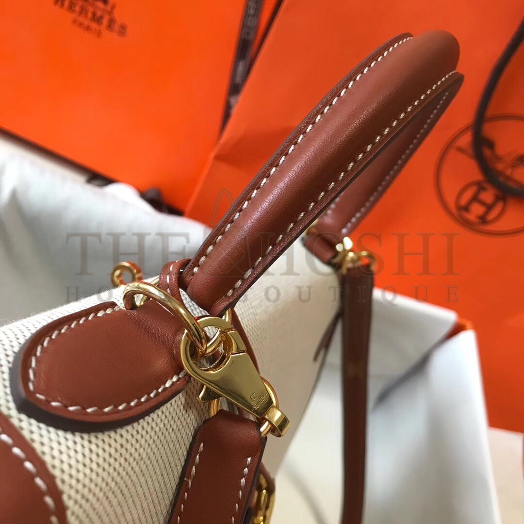 H**me5 Kelly 32cm Sellier Bag In Canvas With Barenia Leather Master Quality