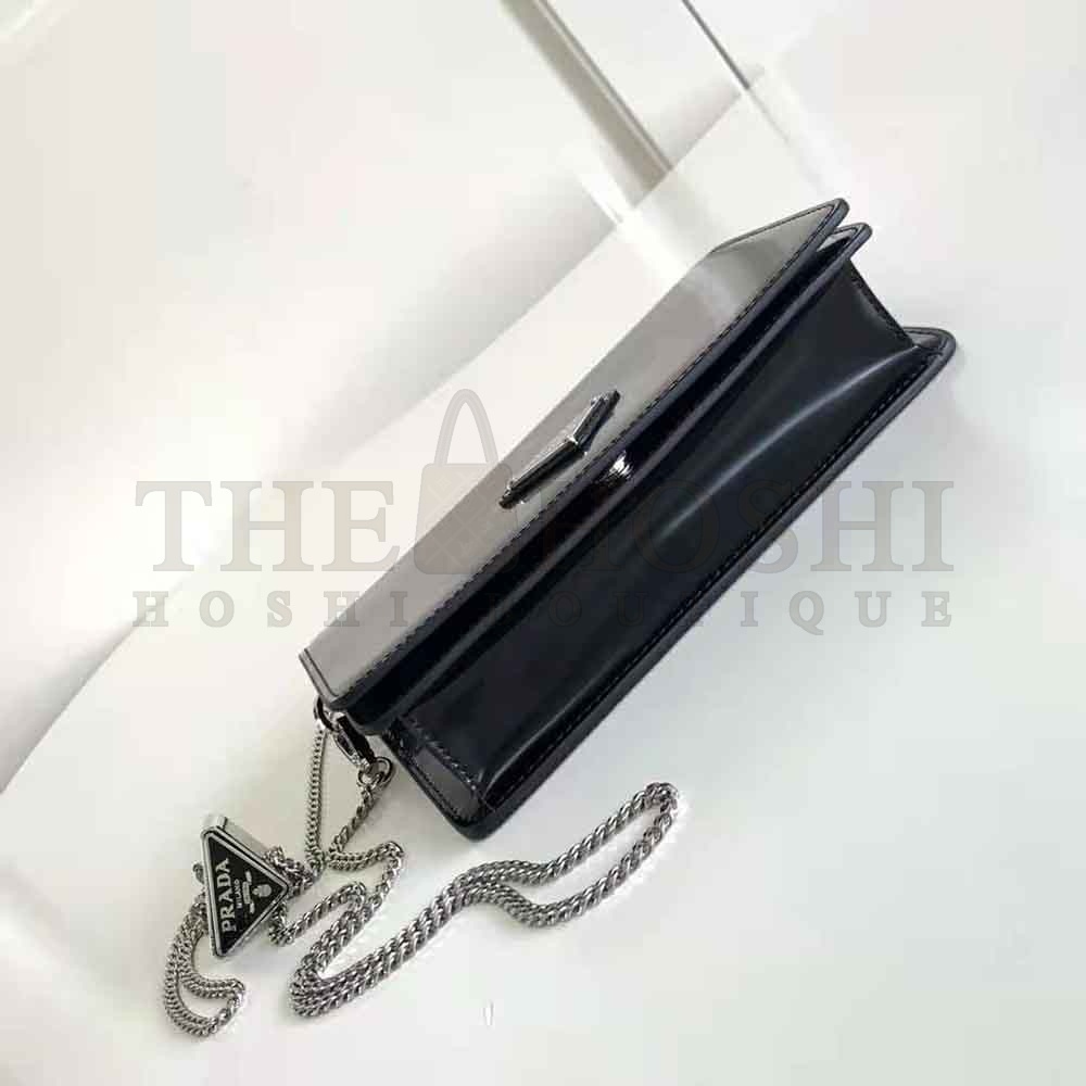 Pra*a Women Brushed Leather Shoulder Bag-Black Master Quality