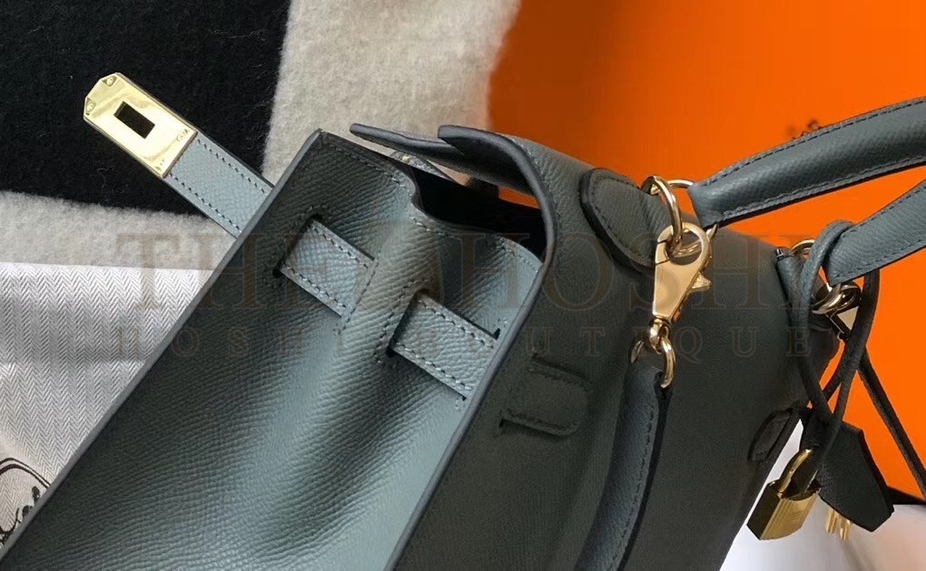 H**me5 Vert Amande Epsom Kelly 25cm Sellier Bag GHW Master Quality