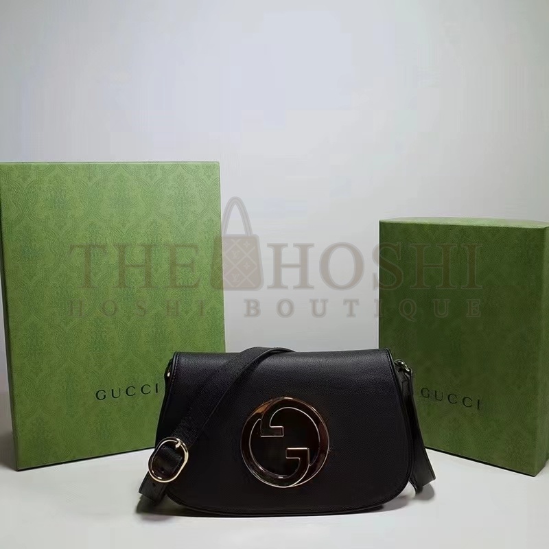 Gvc*1 Women GG Blondie Shoulder Bag Black Leather Round Interlocking G Master Quality