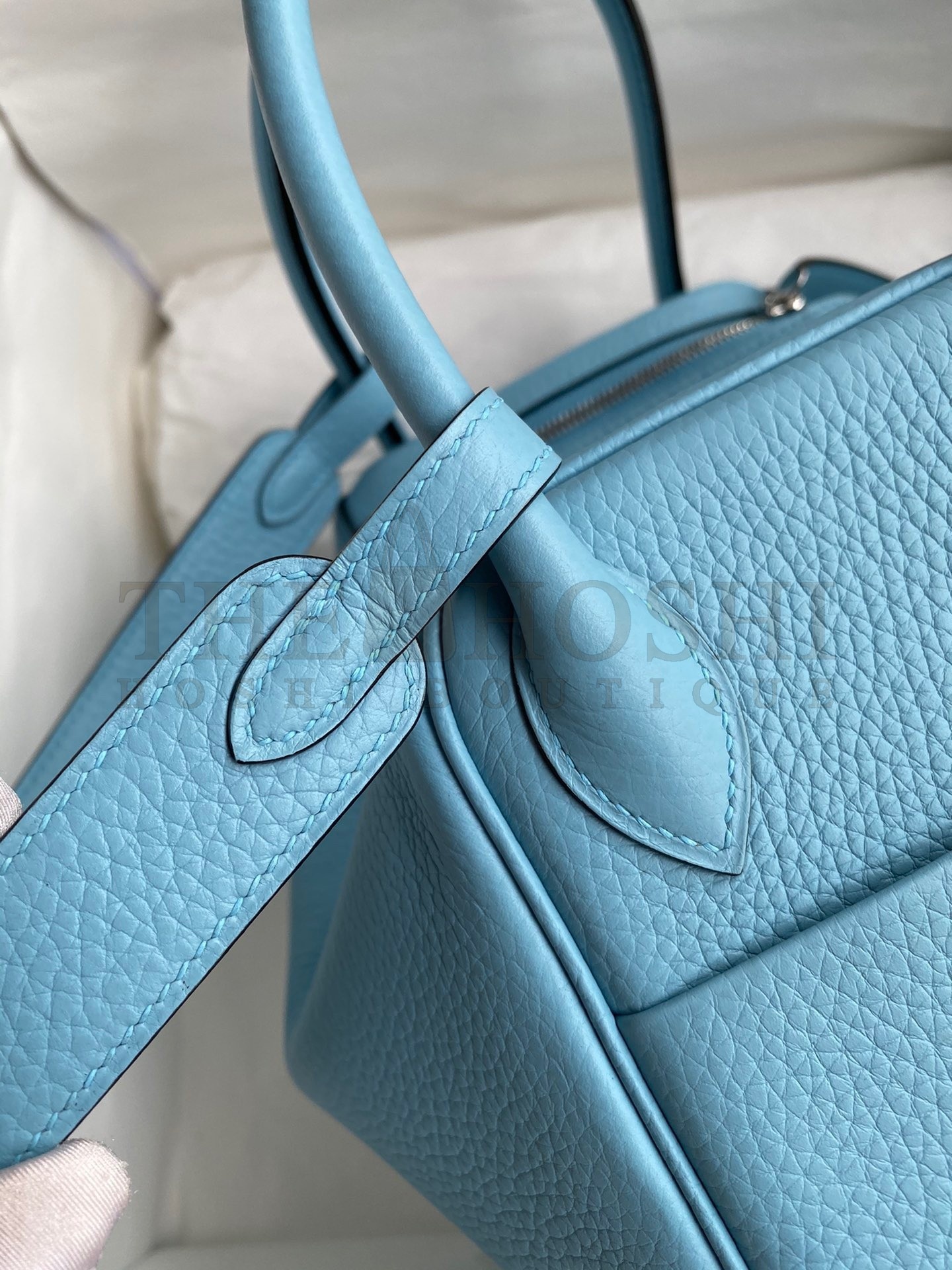 H**me5 Lindy 26 Handmade Bag In Blue Atoll Clemence Leather Master Quality
