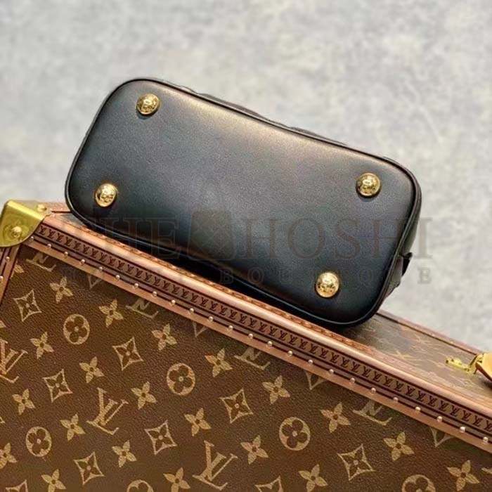 L0vis Vvtt0n LV Women Alma BB Handbag Black Quilted Embroidered Smooth Calf Leather Master Quality