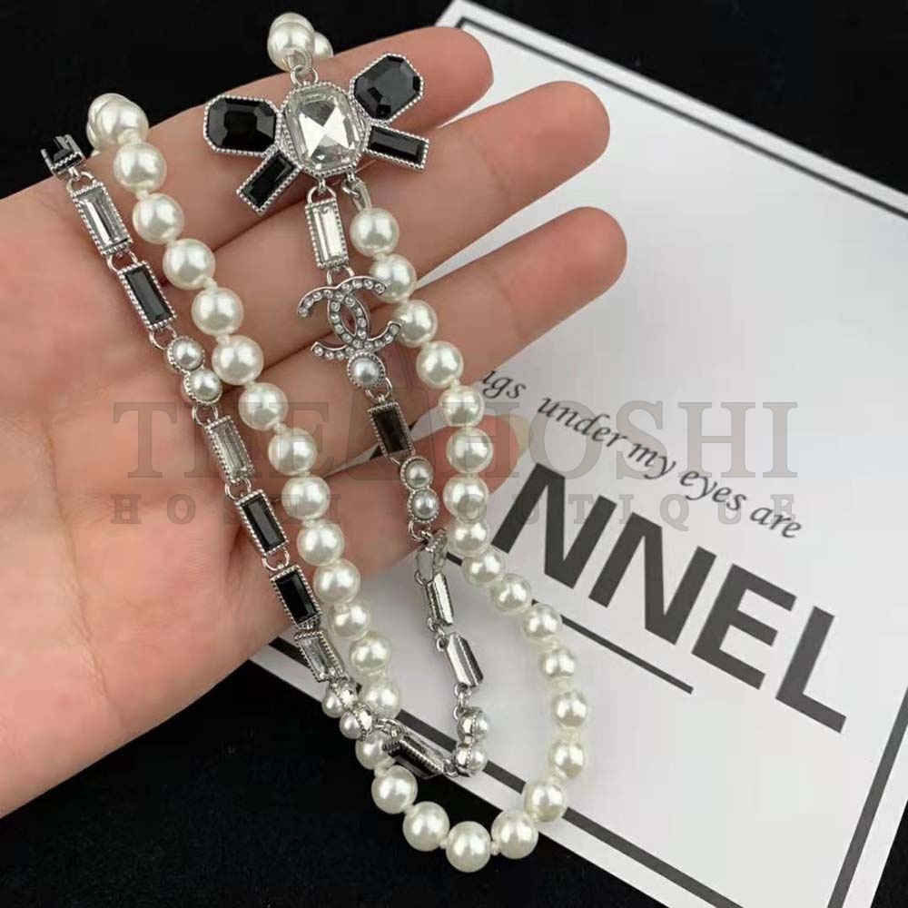 Ch**el Women Necklace in Metal Glass Pearls and Strass Master Quality