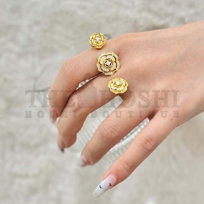 Ch**el Women CC Extrait De Camelia Transformable Ring 18K Rose Gold D1am0nds Master Quality