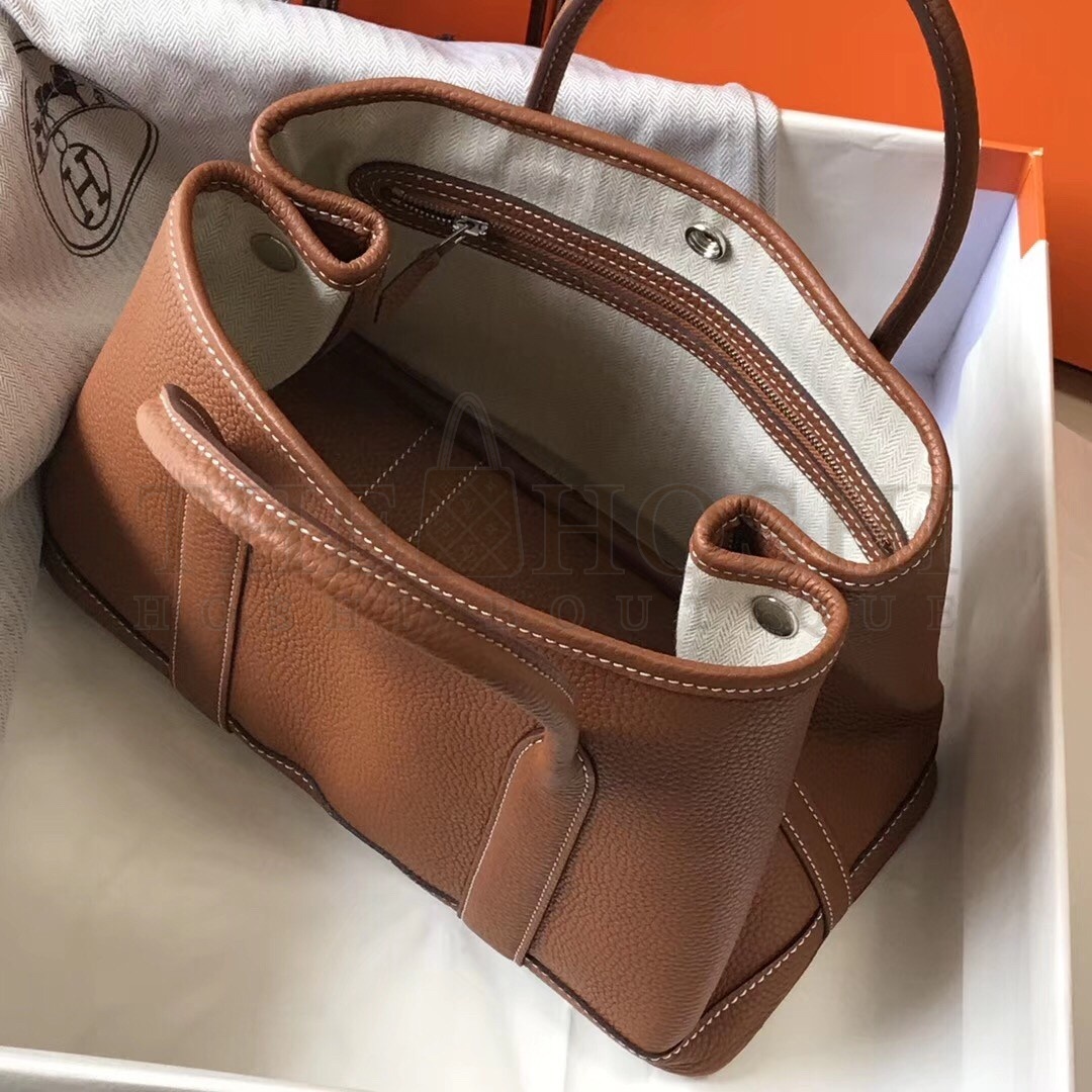H**me5 Garden Party 30 Bag In Gold Clemence Leather Master Quality
