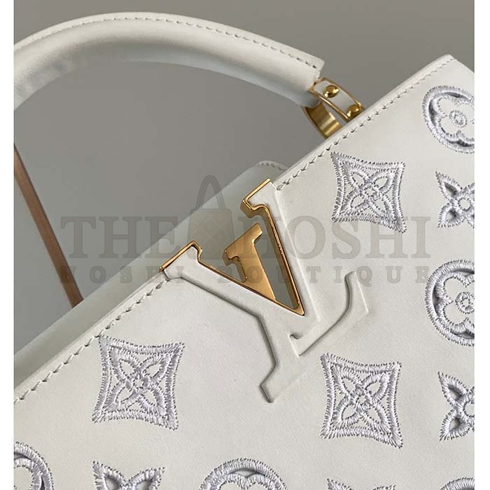 L0vis Vvtt0n LV Women Capucines BB Handbag White Calfskin Cowhide Leather Master Quality