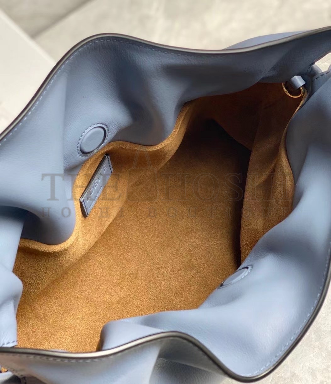 L0ew* Flamenco Clutch Bag In Atlantic Blue Calfskin Master Quality