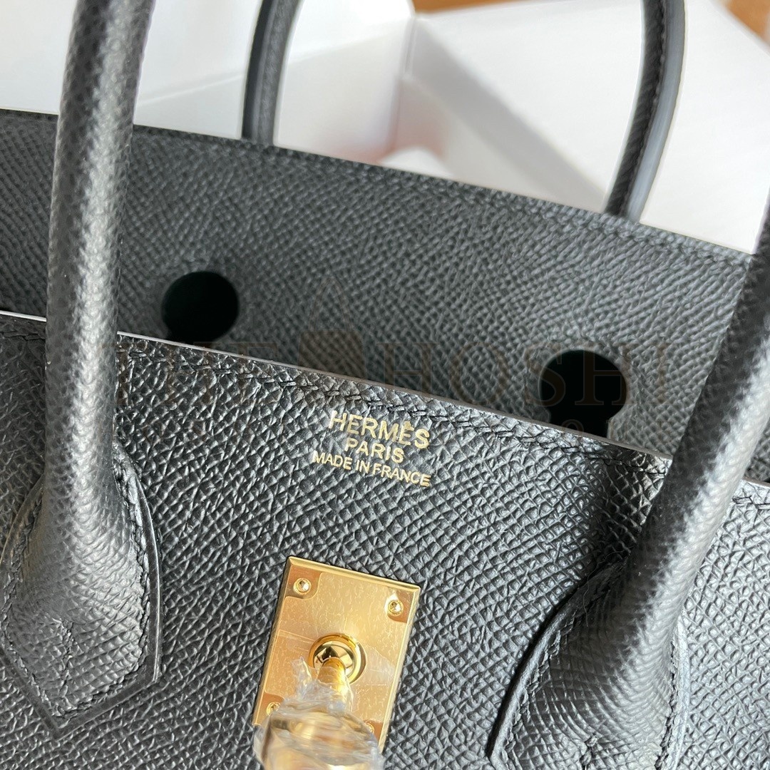 H**me5 Birkin 25 Sellier Handmade Bag In Black Epsom Calfskin Master Quality