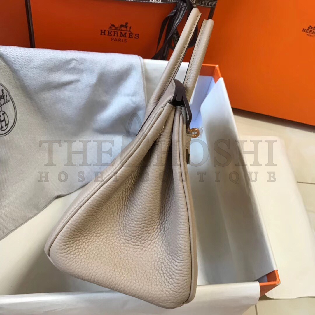 H**me5 Birkin 25 Bag In Beige Clemence Leather with GHW Master Quality