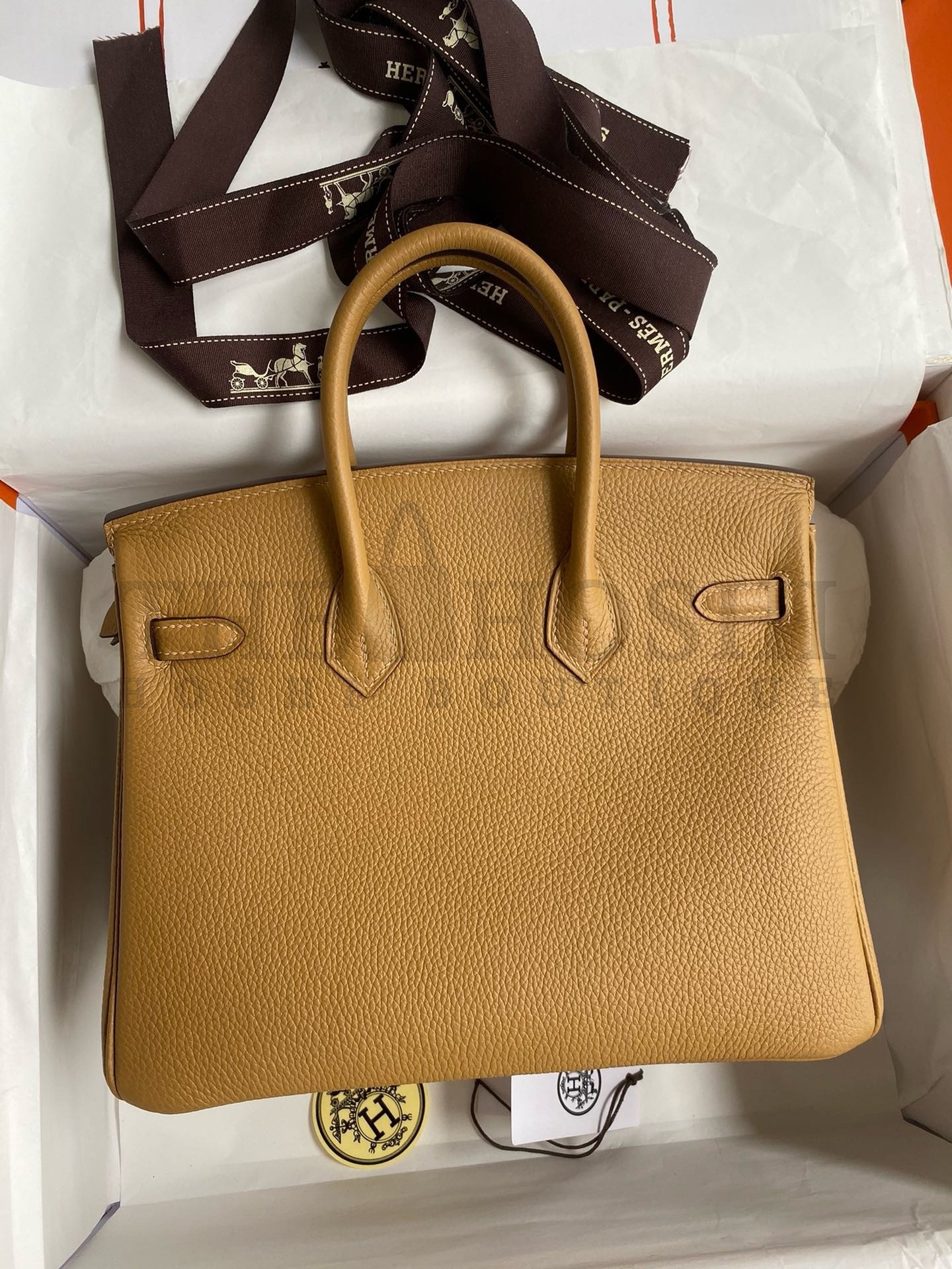 H**me5 Birkin 25 Retourne Handmade Bag In Biscuit Clemence Leather Master Quality