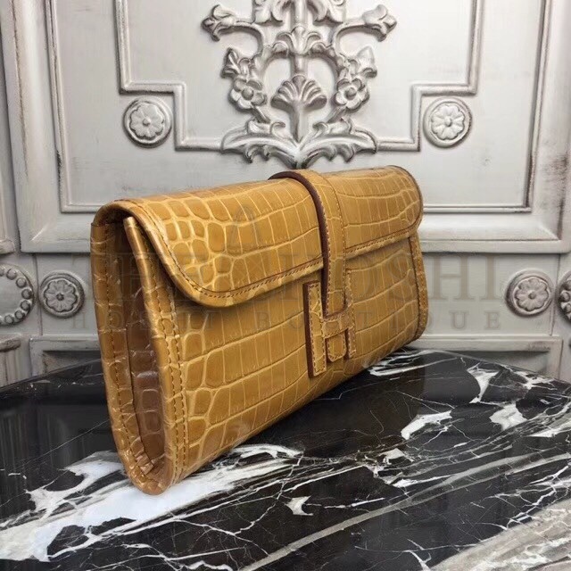 H**me5 Jige Elan 29 Clutch In Camarel Crocodile Leather Master Quality