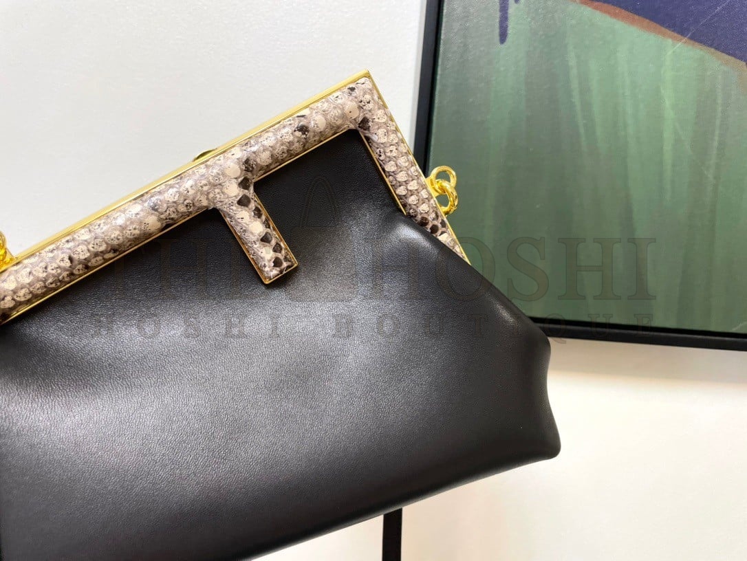 F**di First Small Bag In Black Nappa Leather with Python F Master Quality