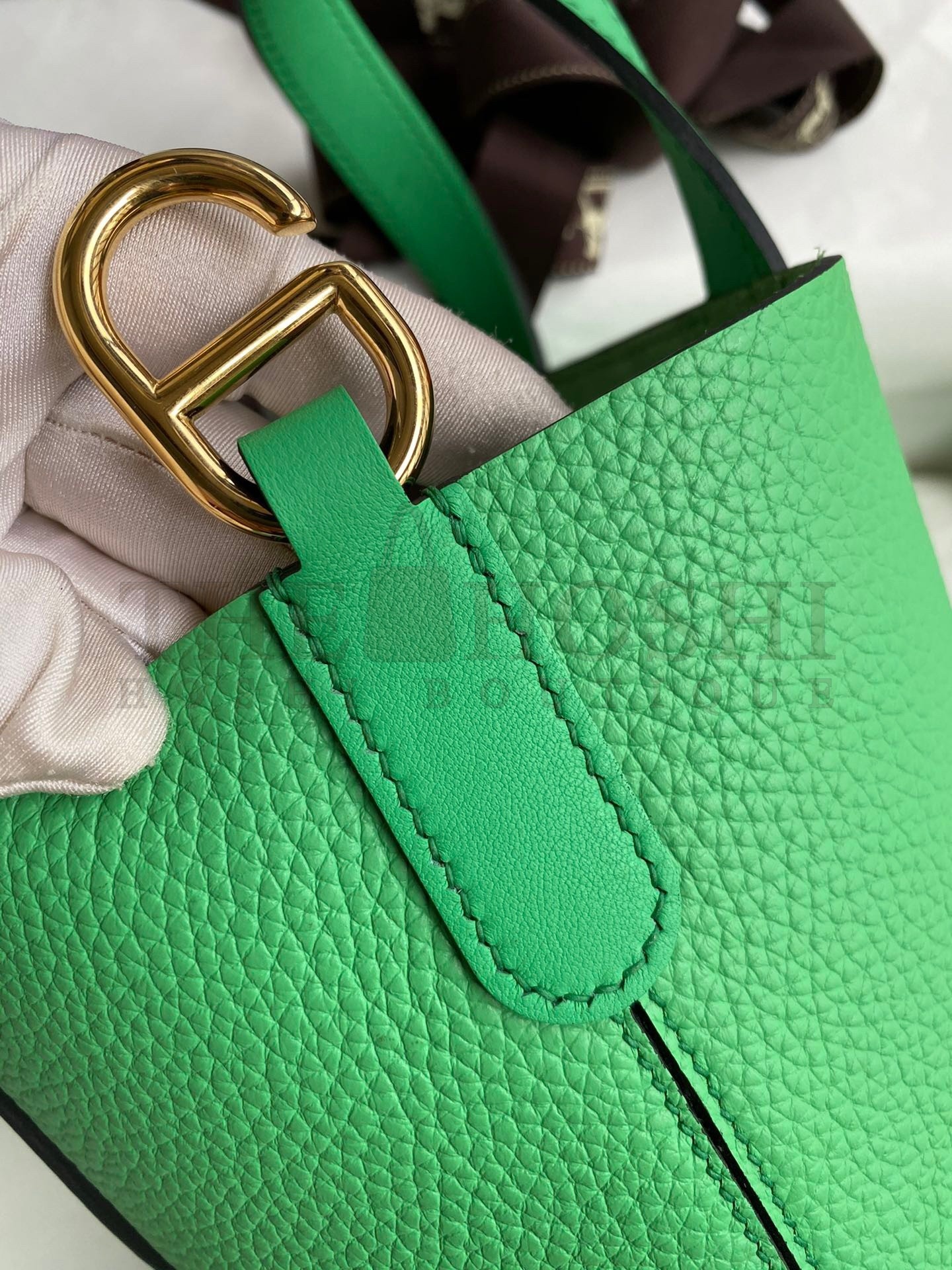 H**me5 In The Loop 18 Handmade Bag in Vert Comics Clemence Leather Master Quality
