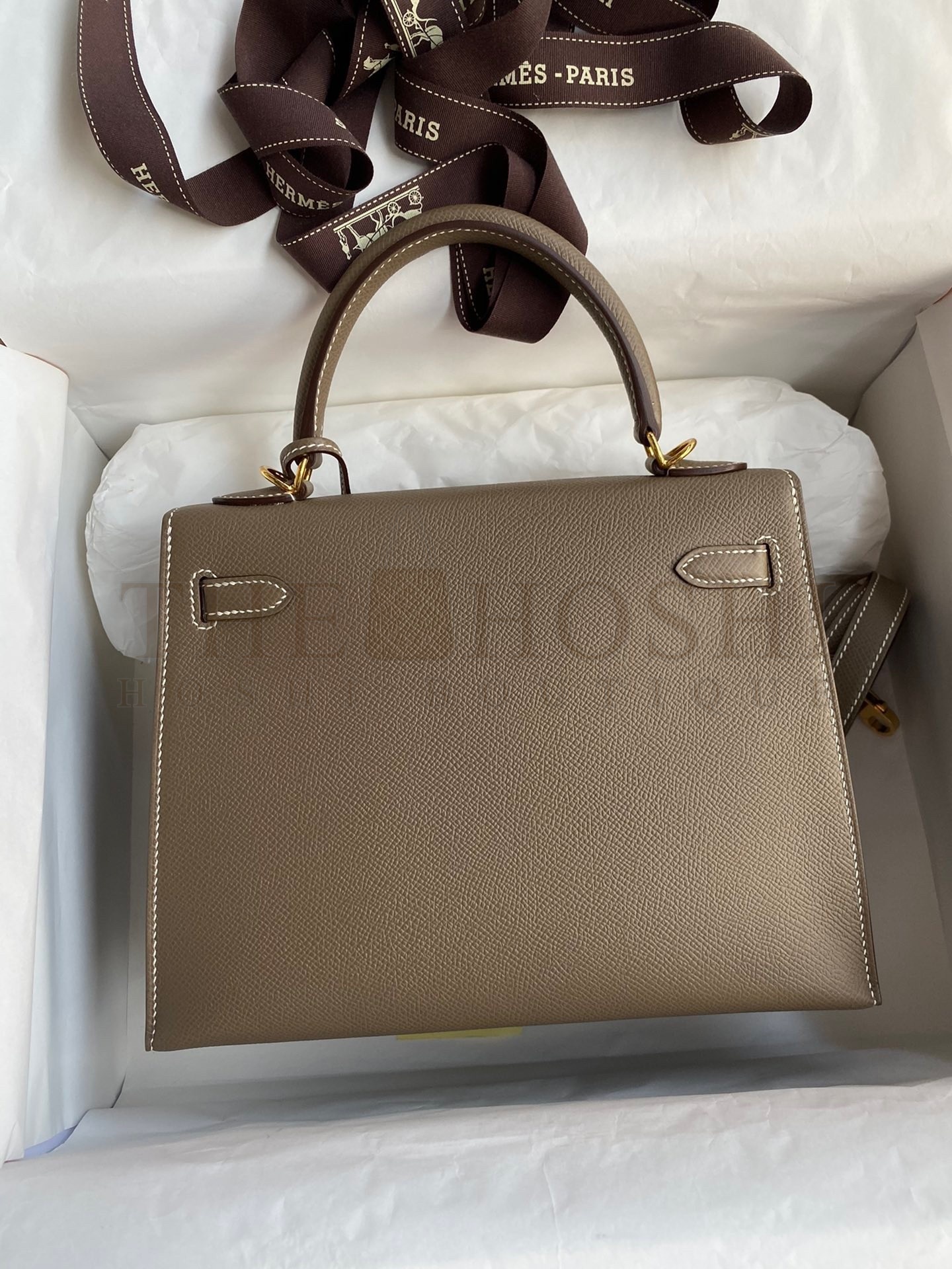 H**me5 Epsom Kelly 25cm Sellier Handmade Taupe Bag Master Quality