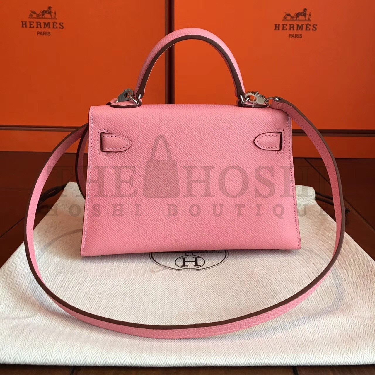 H**me5 Rose Confetti Epsom Kelly Mini II Handmade Bag Master Quality