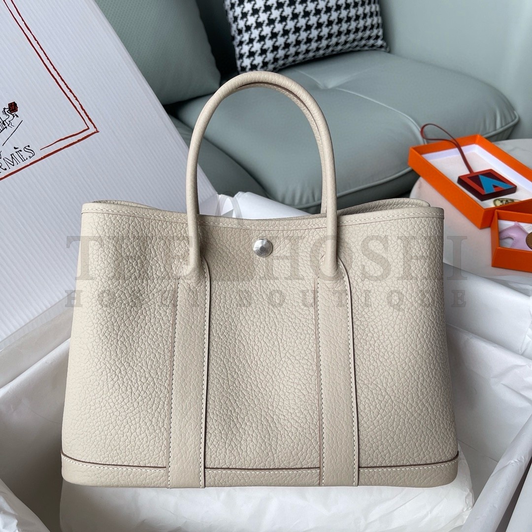 H**me5 Garden Party 30 Handmade Bag in Beton Negonda Leather Master Quality